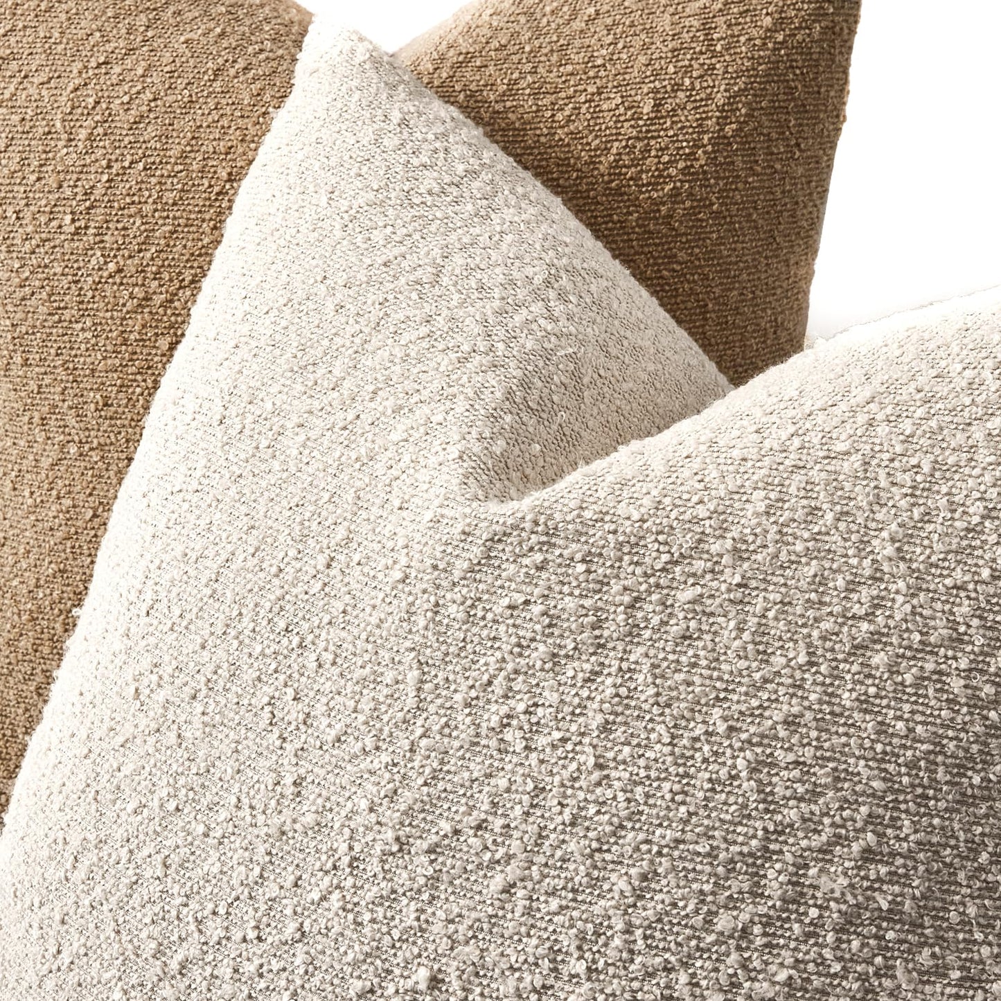 18x18 Boucle Throw Pillow Covers, Set of 2, Camel BST202