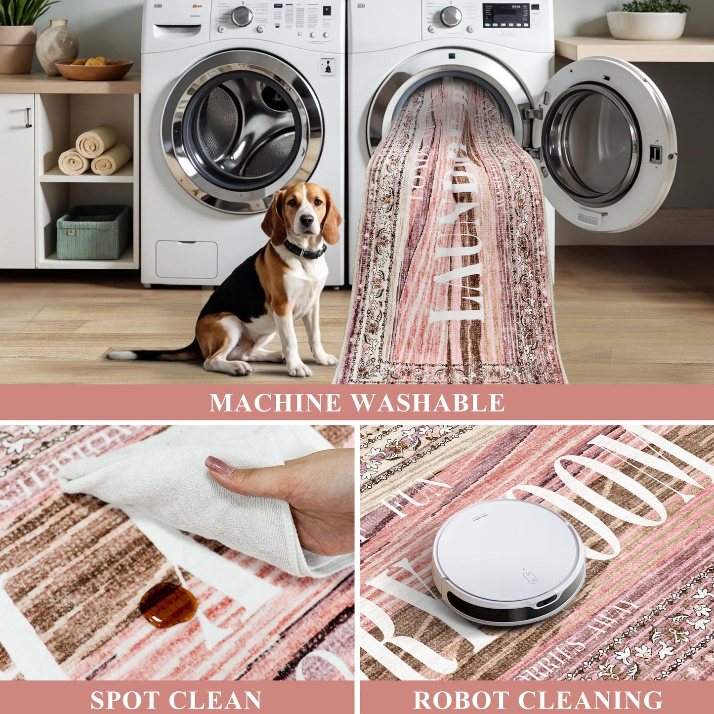TOPRUUG 2x8 Kitchen Runner Rug: Non-Slip Kitchen Rugs Stain Resistant Kitchen Mats for Floor Low-Pile Carpet for Sink Soft Kitchen Runners Non Skid Washable 8 ft Mat Home Decor 2'x8' Beige BST202