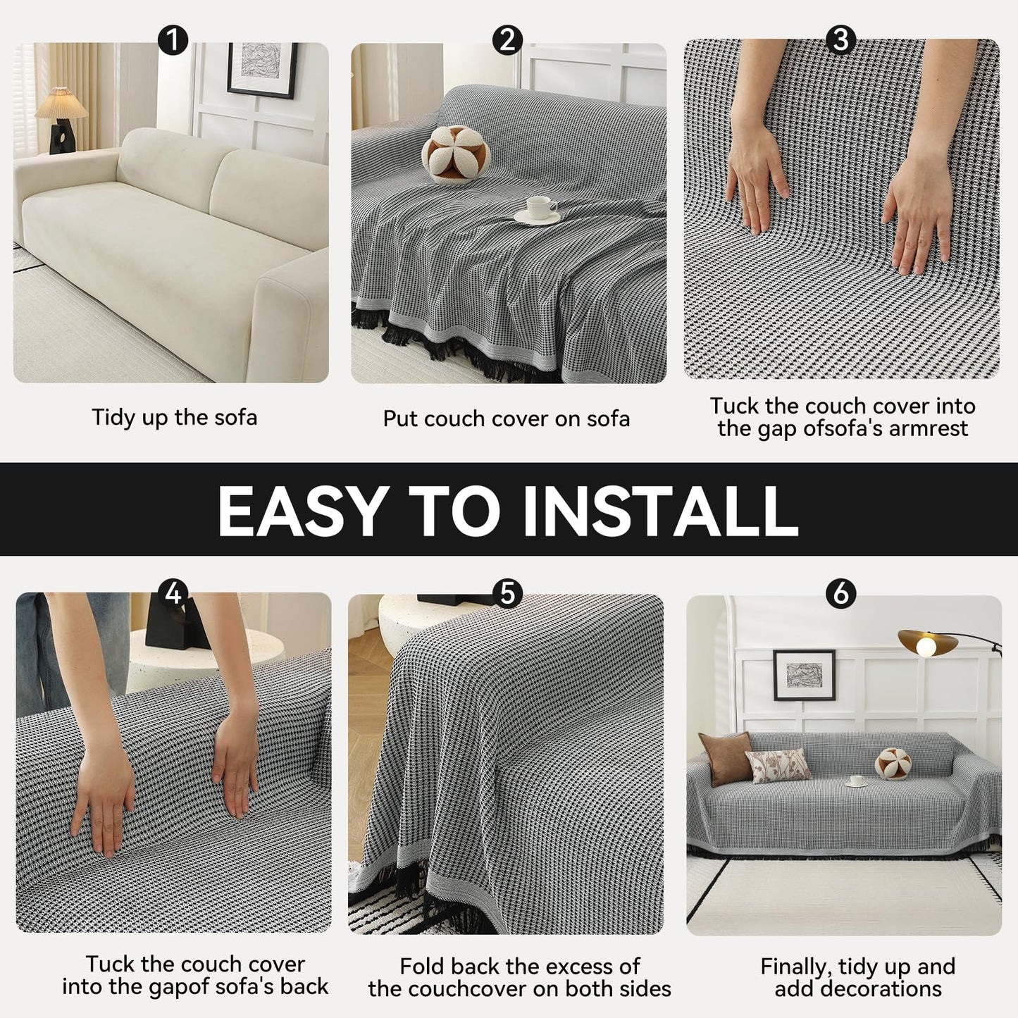 YDKGL Couch Covers Sofa Covers for Sectional Sofa 3 Cushion Sofa Pet Friendly, L Shaped Couch Cover Blanket Washable Non Slip Furniture Protector, Soft Sofa Slipcover for Kids Dogs, Dark Grey 91"x134" BST220