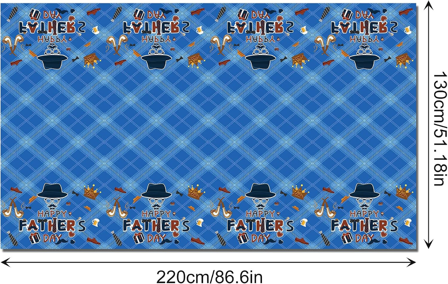 2 PCS Father's Day Party Tablecloths, 87" Lx51 W Rectangular Plastic Table Covers, Disposable Tablecloths Party Decoration Supplies BST202