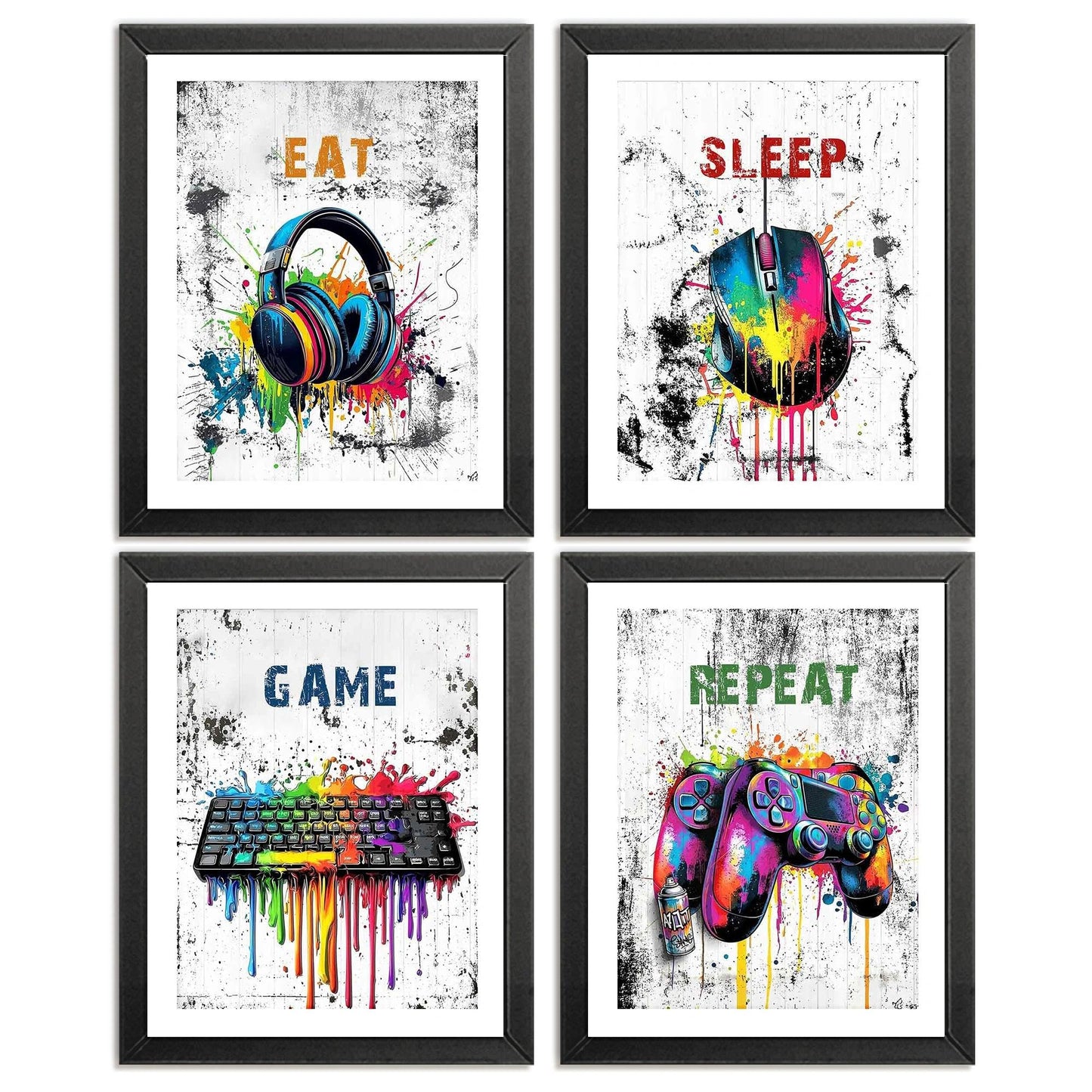 Retro Video Game Gaming Poster Prints for Home Boys Room Playroom Decor,Black And White Video Game Decorations Prints Wall Art Unframed 4pcs 8x10inches,Gift for Gamer Boys Gaming Love (8×10 inc) BST220