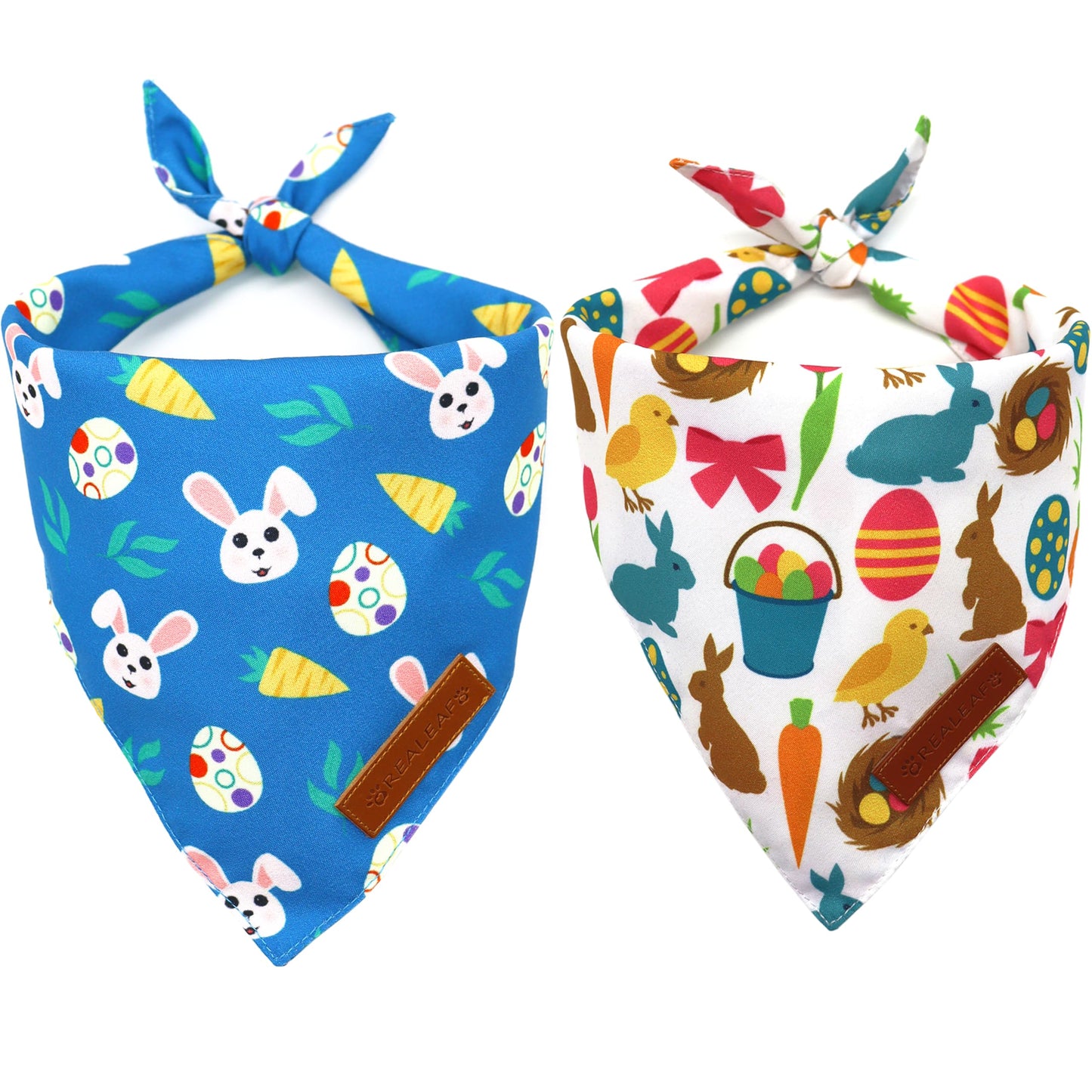 Realeaf Fall Thanksgiving Dog Bandanas 2 Pack, Orange Plaid Pet Scarf for Boy and Girl, Premium Durable Fabric, Holiday Halloween Bandana for Large and Extra Large Dogs (X-Large) WN420