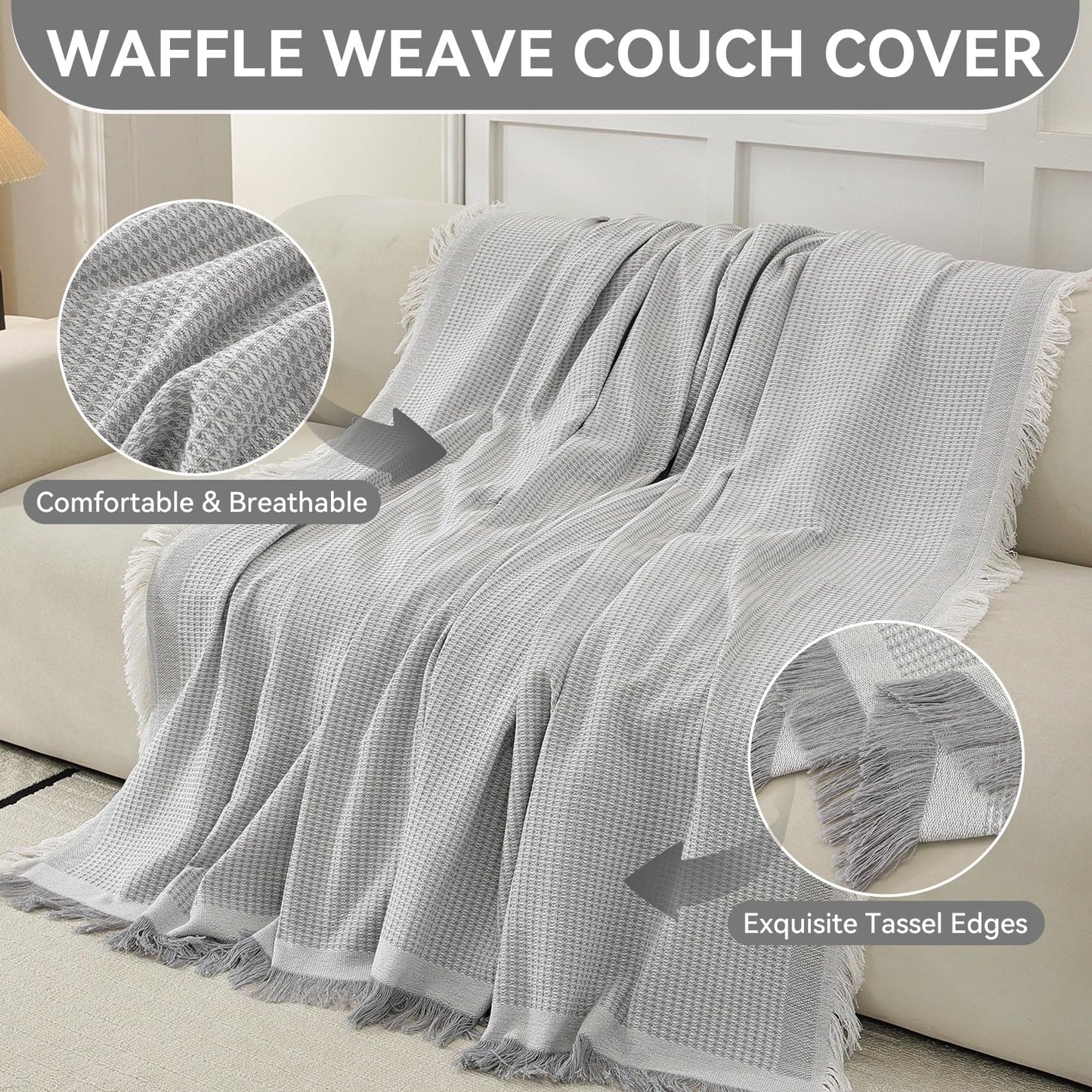 YDKGL Couch Covers Sofa Covers for Sectional Sofa 3 Cushion Sofa Pet Friendly, L Shaped Couch Cover Blanket Washable Non Slip Furniture Protector, Soft Sofa Slipcover for Kids Dogs, Dark Grey 91"x134" BST220