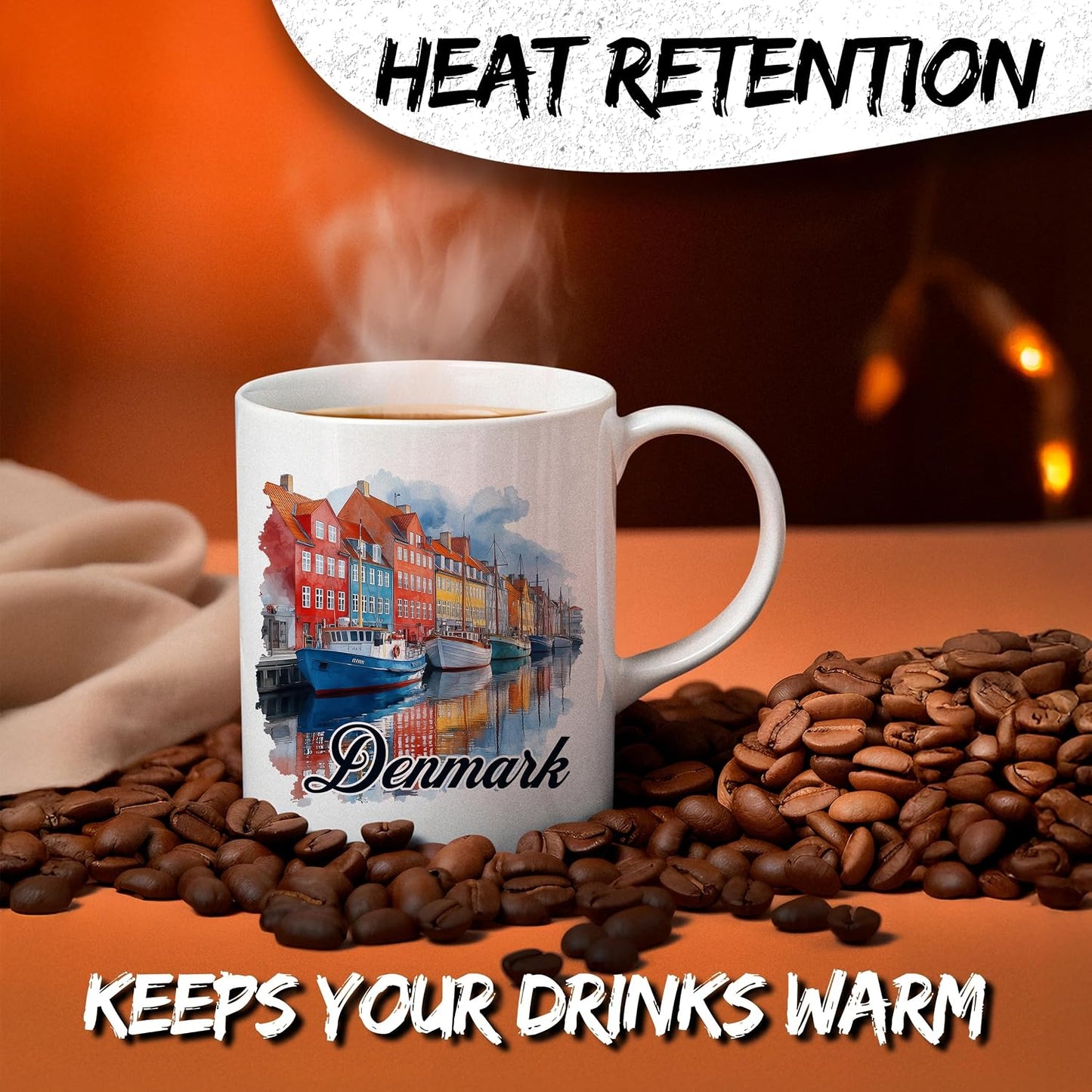Denmark Ceramic Coffee Mug 11oz Europe Destination – Tea Coffee Mug with Comfortable Grip – Unique Travel Gift Cup for Office or Home – Vibrant Long-Lasting Print ID44991 BST326L