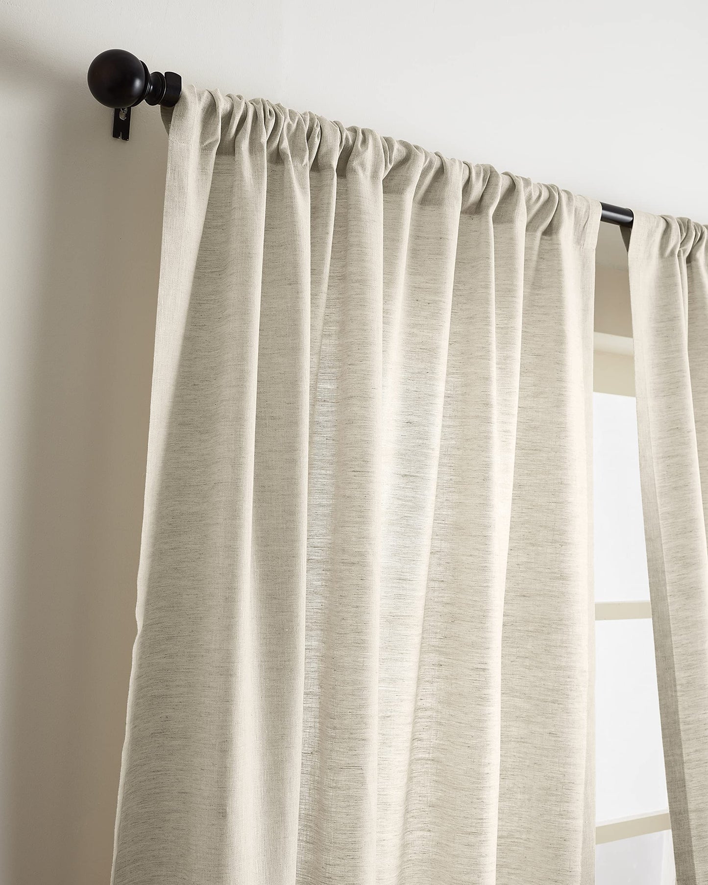 Solino Home 100% Pure Linen Curtain Panel Ivory, Linen Curtain 52 x 54 in | Drapery Panels a light filtering panel for any room, handwoven textured linen, rod pocket top, OEKO-TEX Certified, gift ready BST326SOLH