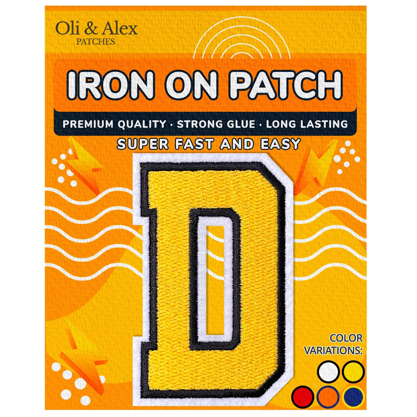 Iron on Letters Patches - Letter Patch for Clothing - Embroidered Patches for Clothes - Embroidery Appliques Team School University - Sew on Appliques 3.26 inch – Yellow, O BST220