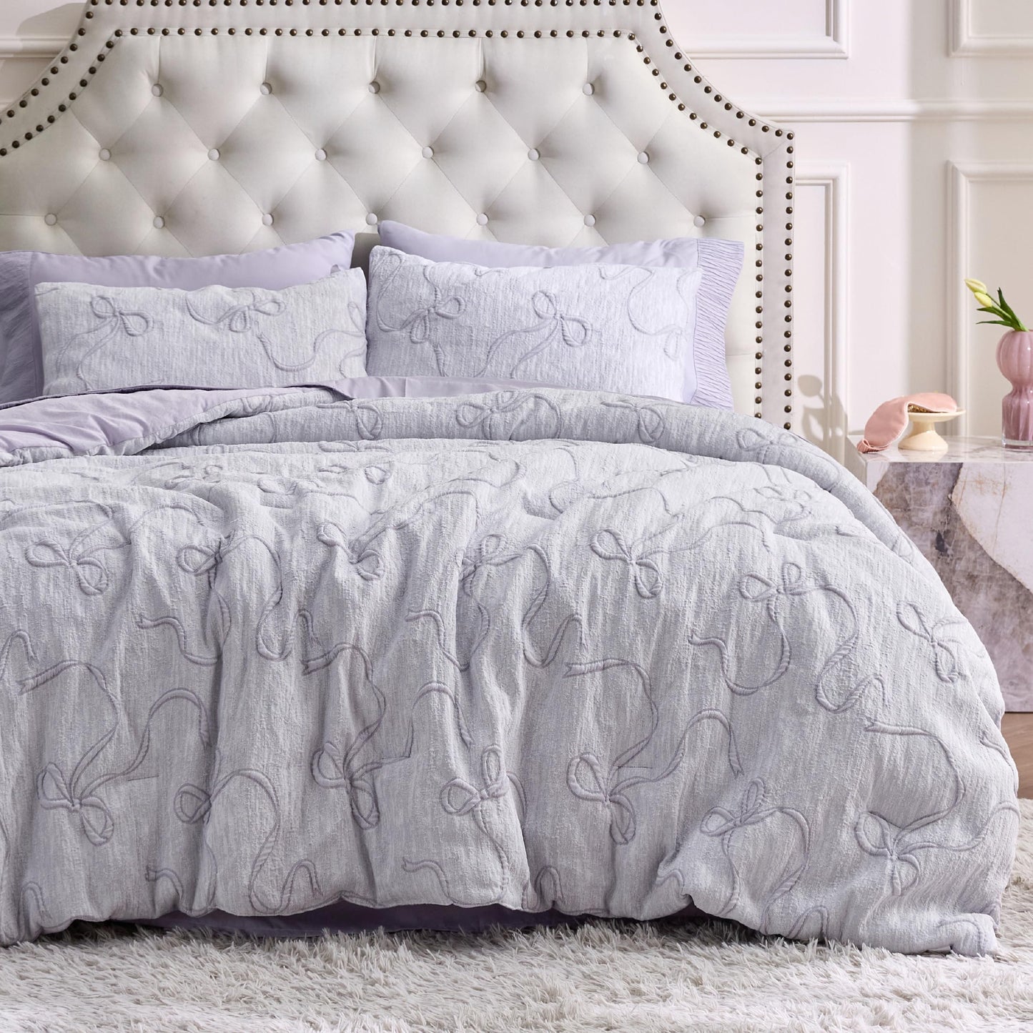 Bedsure Tufted Rose Pink King Comforter Set, GentleSoft™ 3 Pieces Bow Cute Bedding Pink Room Decor, Gifts for Girls Teens Women, All Seasons, 1 Bed Comforter, 2 Pillow Shams, 104x90 Inches DD1210