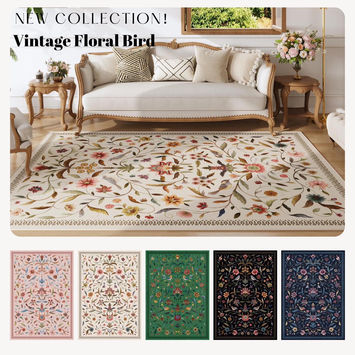 Vintage Medallion Floral Kitchen Runner 2x6, Machine Washable Rug, Soft Low Pile, Non-Slip Carpet for Hallways, Laundry, Bedroom, Bathroom, Entryway | Pink BST220