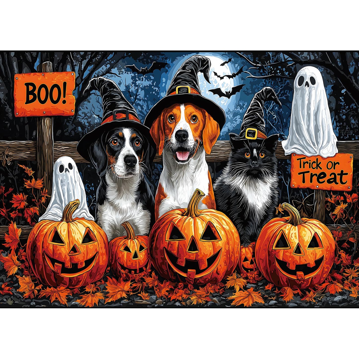 Halloween Puzzle 1000 Pieces for Adults Spooky Scarecrow Farm | Jigsaw Puzzles 1000 Pieces Autumn Horror Spooky with Pumpkin & Ghost Truck for Party Game Night, Dust-Free, 27.5"x19.7" WN420