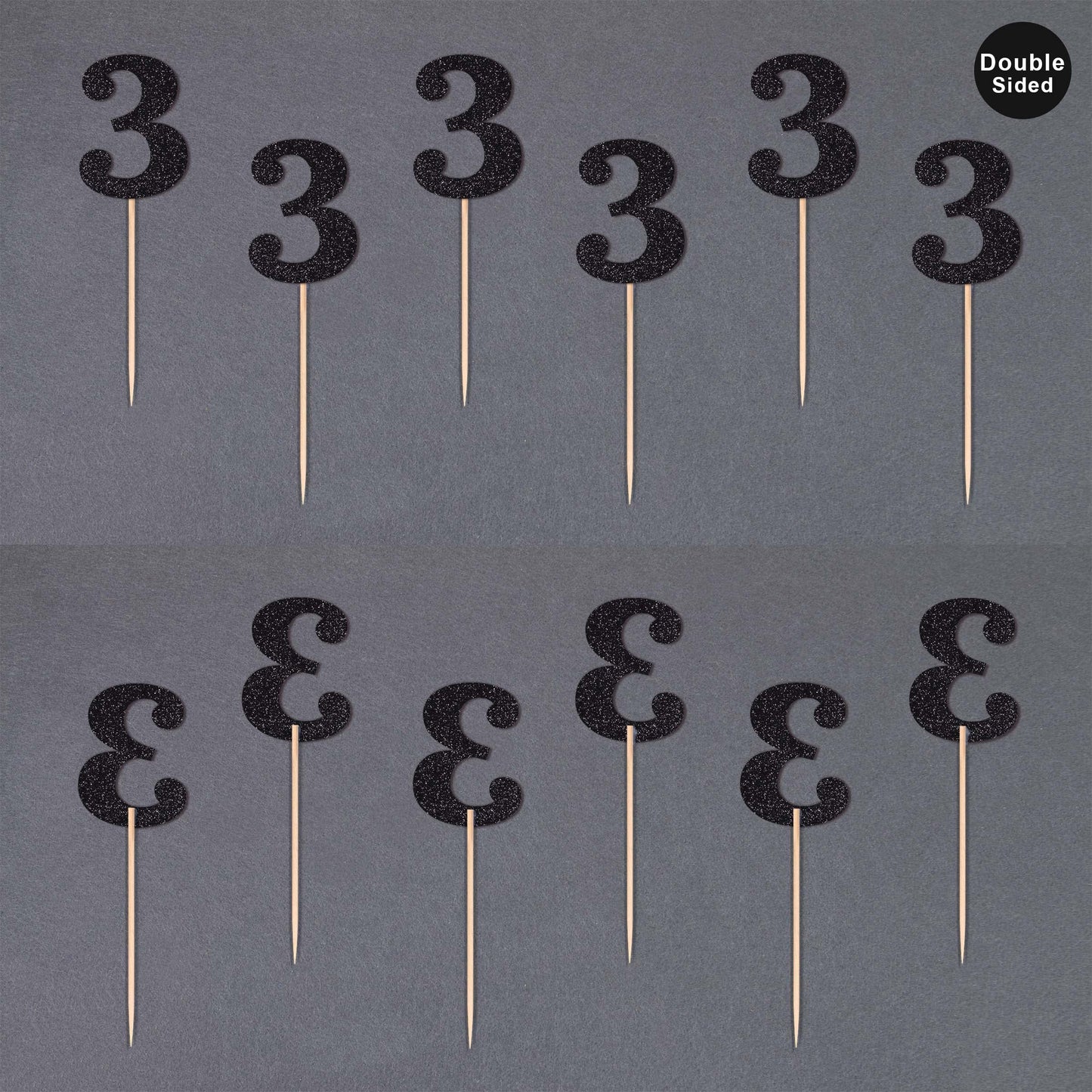 Gexolenu 24 PCS Rose Gold Double-sided 3rd Birthday Cupcake Toppers, Glitter Age THREE Cake Picks Decor, Third Happy Birthday Party Decorations Baby Shower Anniversary Party Supplies BST220