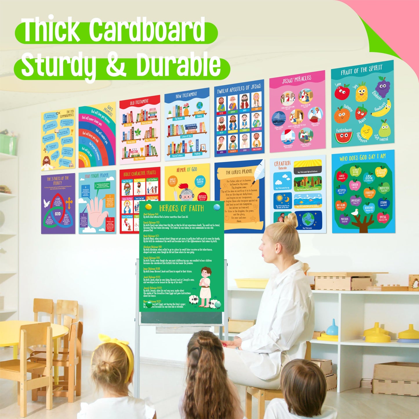 15 Reading Strategy Posters, Thick Water & Tear Resistant English Language Poster, Educational Reading Comprehension Posters for Bulletin Board, Classroom, School Supplies, Wall Decor (14.5” x 11”) BST220