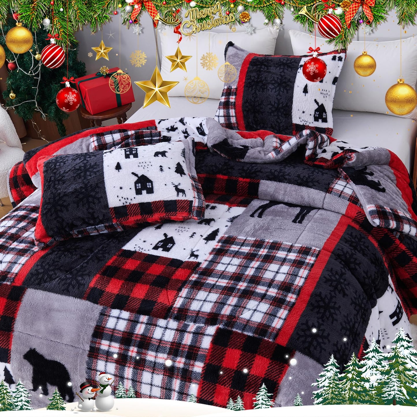 YIYEA Fluffy Queen Size Comforter Set, Luxury Faux Fur Comforter, Ultra Soft Plush Fuzzy Velvet Bedding Comforter Sets for Fall Winter, Cozy Warmth, No Shedding, 3PC, Queen, Light Grey BST326H
