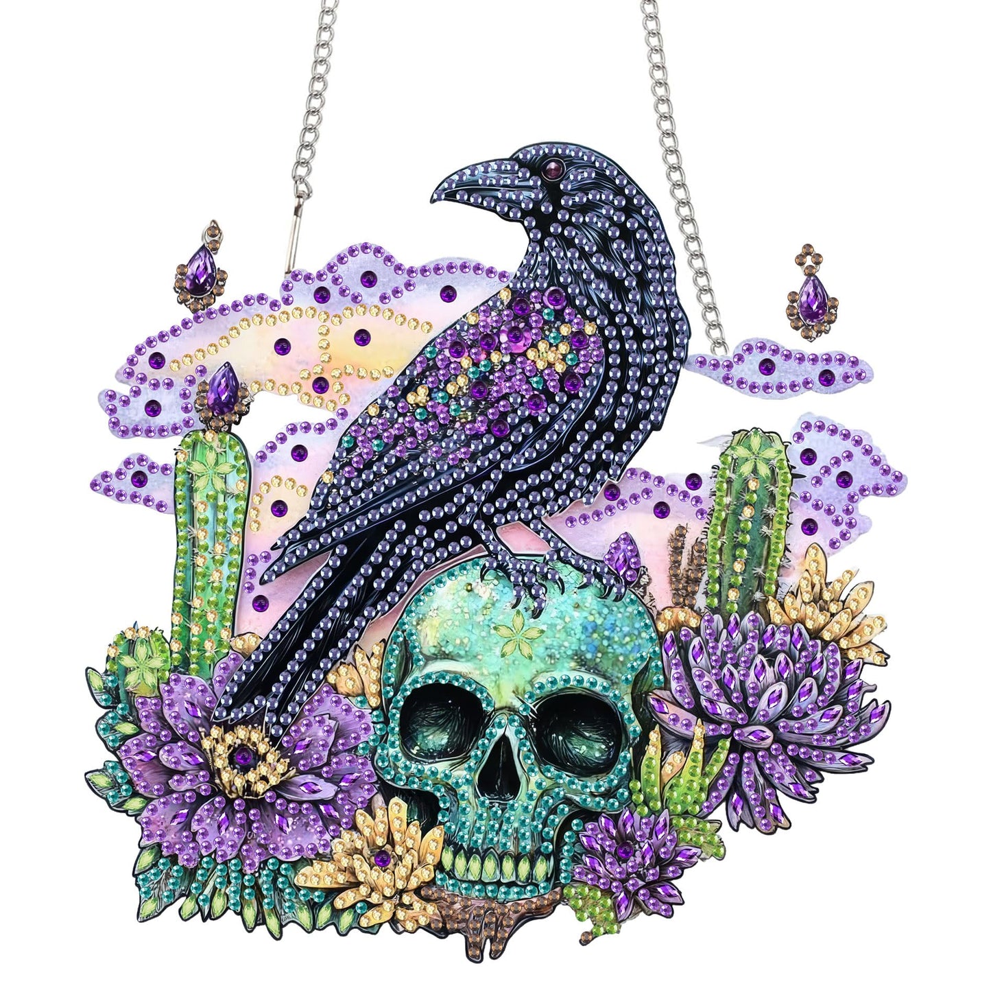 Bimkole Cat Diamond Art Hanging Kit for Adult, DIY 5D Animals Diamond Art Painting Window Pendant, Acrylic Crystal Art Hanging Ornament for Wall Home Garden Front Door Decor - 7.8x7.8 Inch BST220