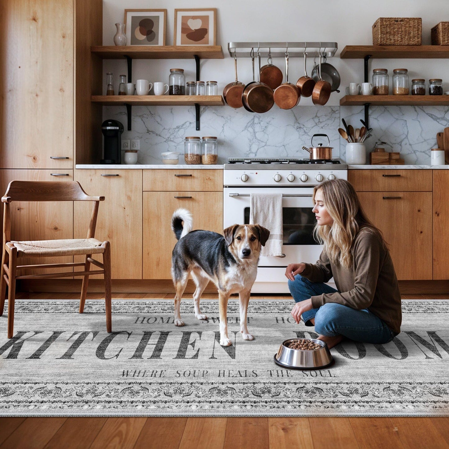 TOPRUUG 2x8 Kitchen Runner Rug: Non-Slip Kitchen Rugs Stain Resistant Kitchen Mats for Floor Low-Pile Carpet for Sink Soft Kitchen Runners Non Skid Washable 8 ft Mat Home Decor 2'x8' Beige BST202