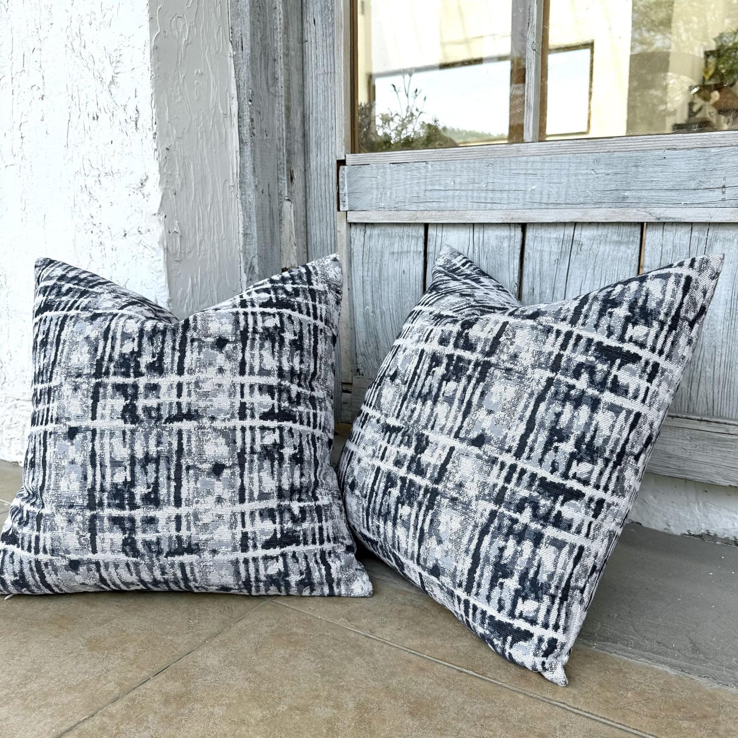 Decorative Throw Pillow Covers 16x16 Inch Set of 2, Navy Blue - Polyester for Couch and Living Room BST202