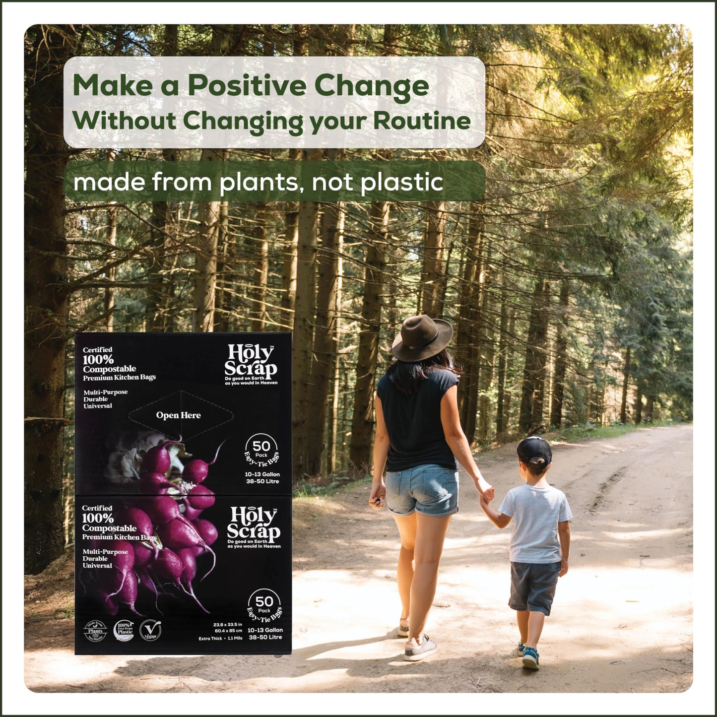 Small Compostable Trash Bags - 2.6 Gallon, 100 Pack, 100% Plastic-Free Decomposing Kitchen Food Waste Trash Can Bags & Liners, Thick Countertop Garbage, Bathroom & Bio Bin Bags