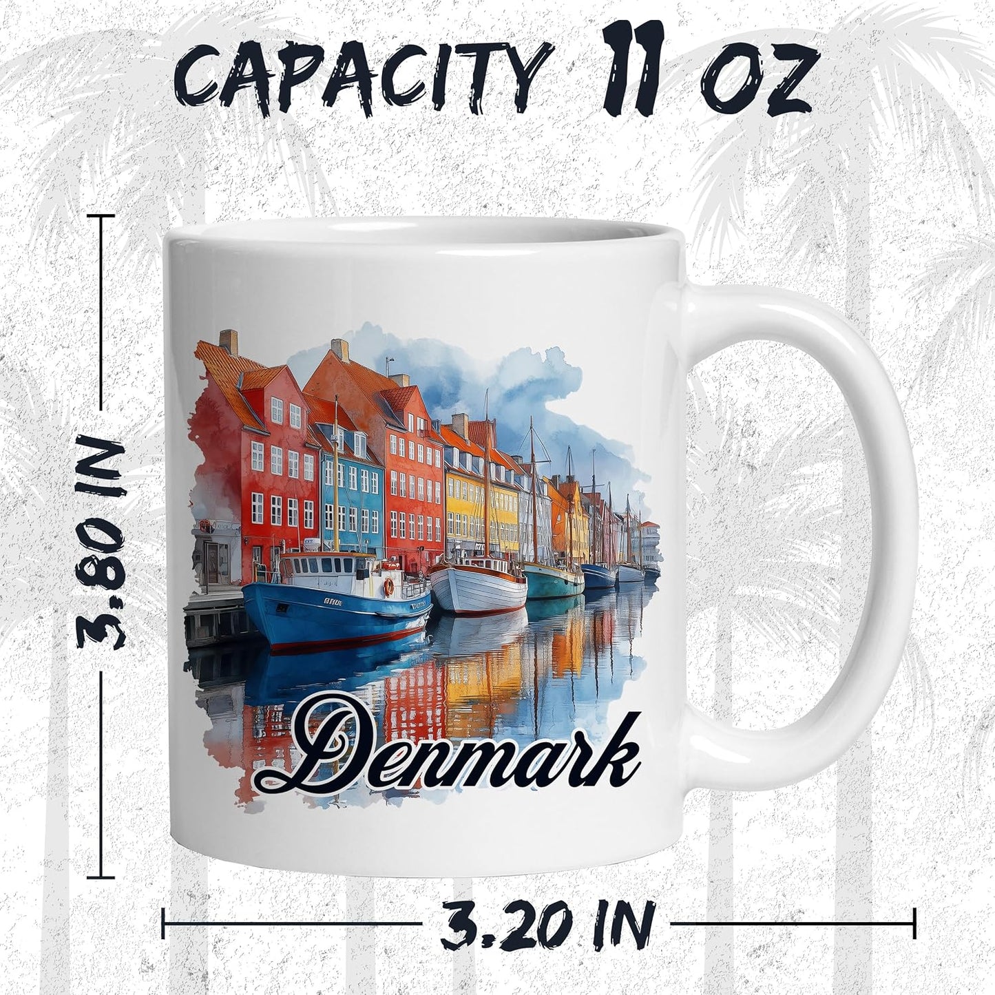 Denmark Ceramic Coffee Mug 11oz Europe Destination – Tea Coffee Mug with Comfortable Grip – Unique Travel Gift Cup for Office or Home – Vibrant Long-Lasting Print ID44991 BST326L