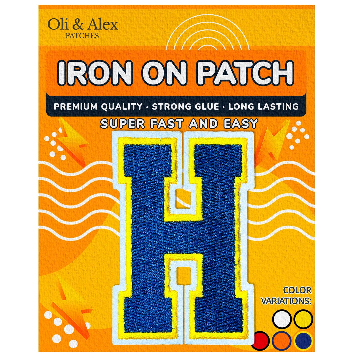 Iron on Letters Patches - Letter Patch for Clothing - Embroidered Patches for Clothes - Embroidery Appliques Team School University - Sew on Appliques 3.26 inch – Yellow, O BST220