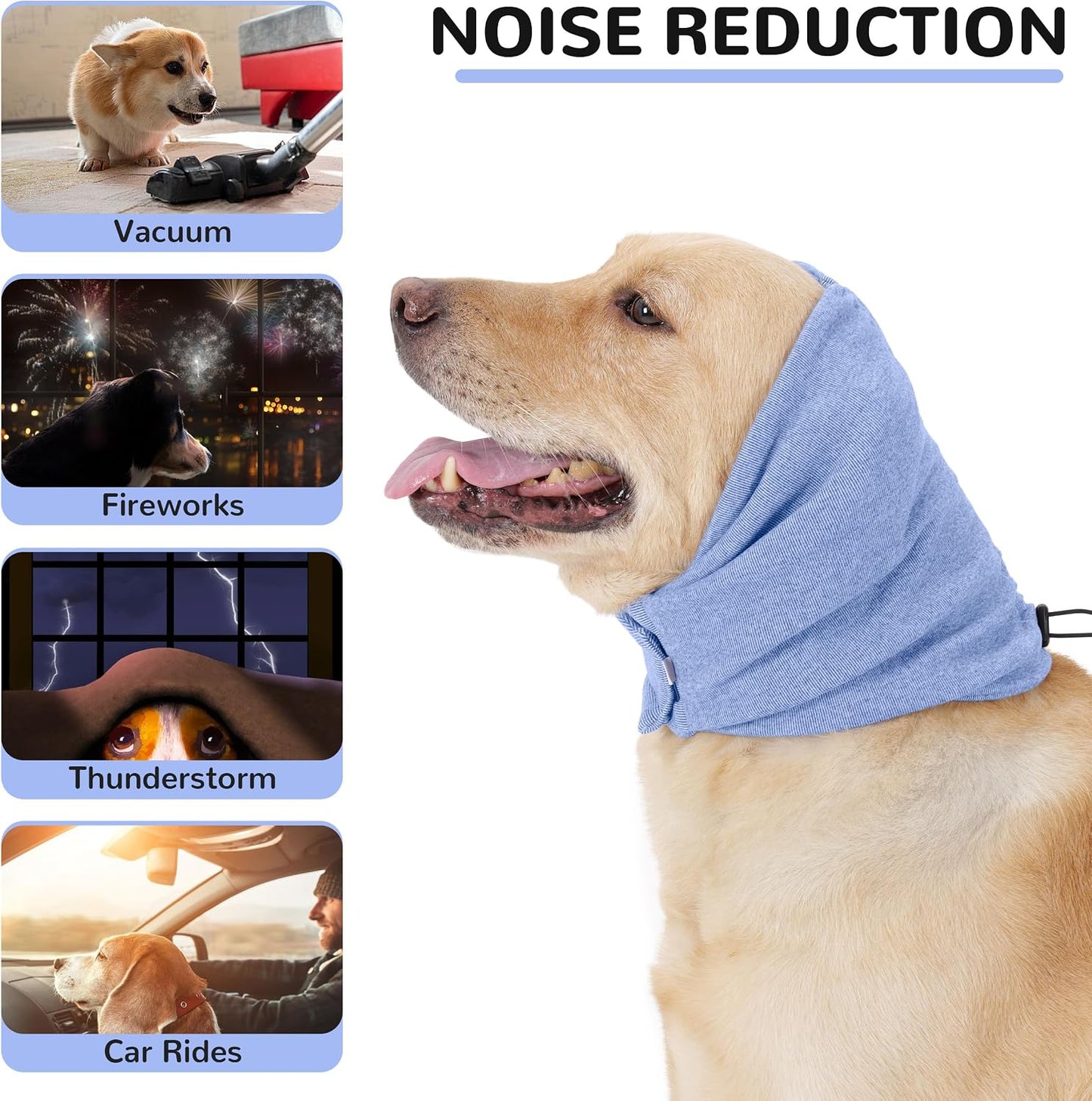 PUMYPOREITY No Shake Dog Ear Cover for Anxiety Relief, Adjustable Headband for Hematoma, Grooming and Force Drying, Pet Thunderstorms Ear Protection, Comfort Hoodie for Anxiety WN420