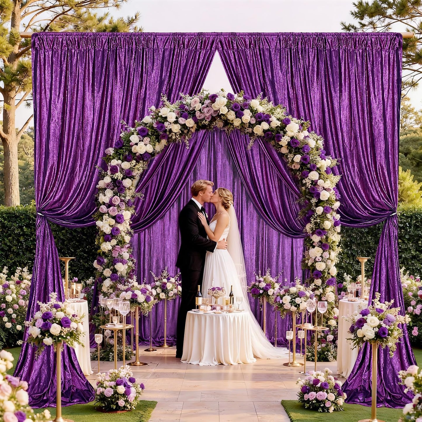 Gold Backdrop Curtains for Birthday Party: 4.8ftx8ft Sequin Background Baby Shower Curtain Drapes for Graduation Arch Backdrop WN420