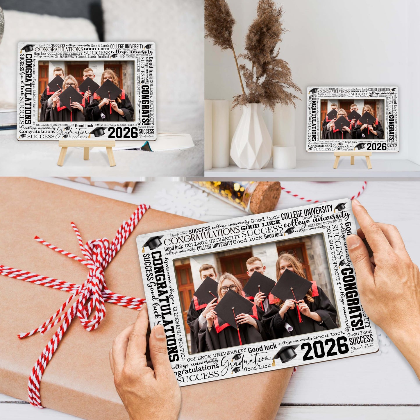 Graduation Picture Frame, 2026 Graduation Frames with Easel, 4x6 Photo Insert for Party Tabletop Display, Congrats Grad Gifts for Her Him High School College - B04 BST220