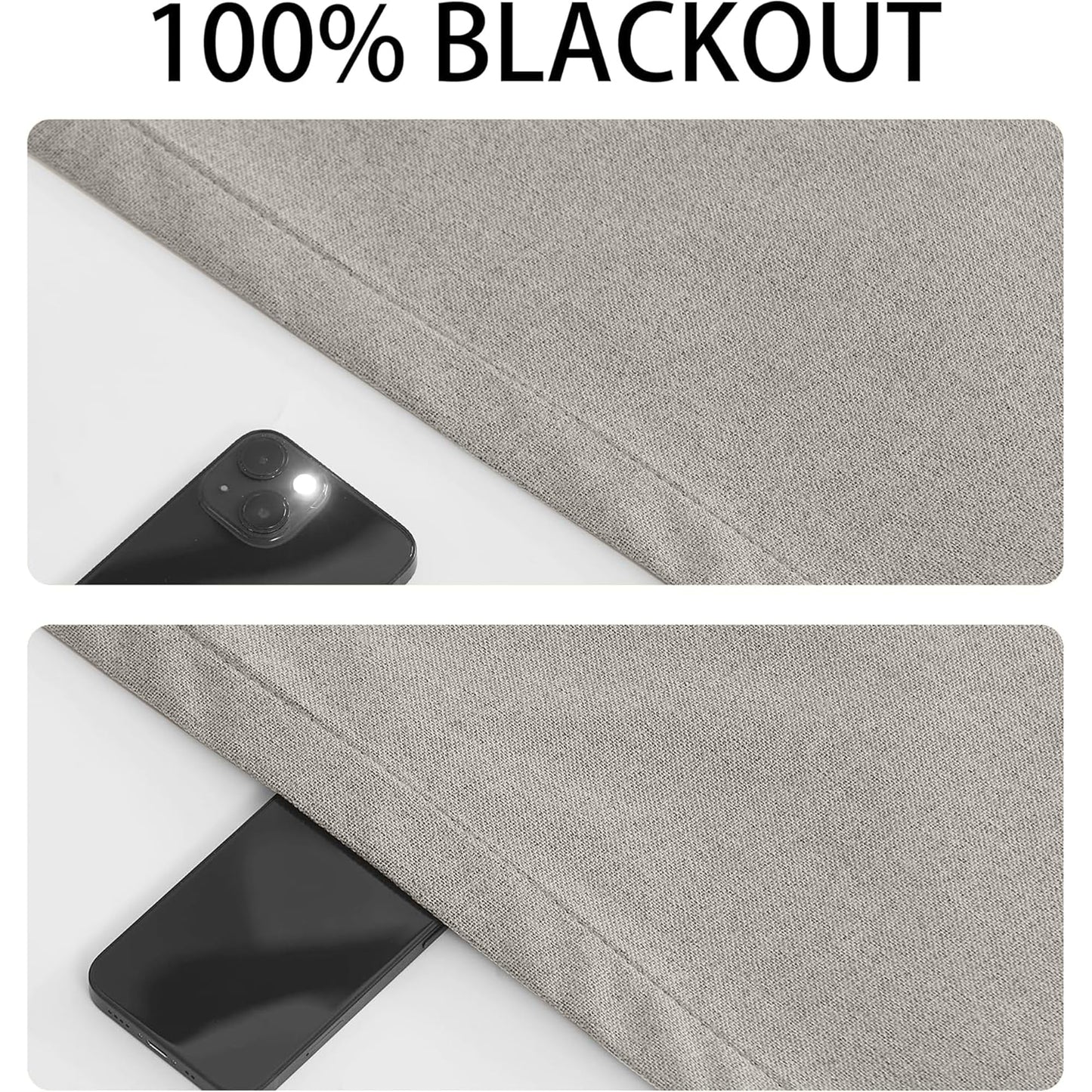 RYB HOME Grey Classroom Door Linen Curtain for Small Window, 100% Blackout Shades Lightweight for French Door Window, W 8 x L 36 Room Darkening Privacy Curtains Tie up Shade, 1 Panel BST220
