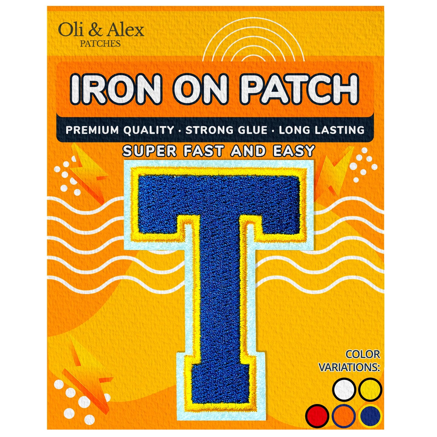 Iron on Letters Patches - Letter Patch for Clothing - Embroidered Patches for Clothes - Embroidery Appliques Team School University - Sew on Appliques 3.26 inch – Yellow, O BST220