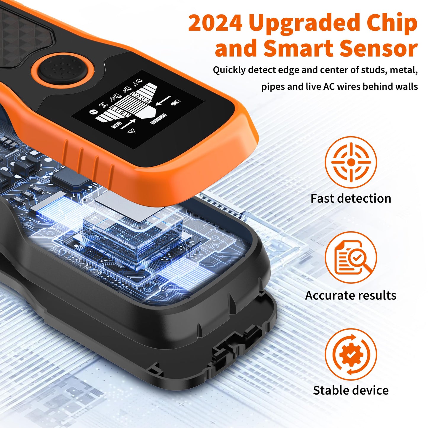 Stud Finder Wall Scanner 5-in-1 - Detector for Wood, Metal, Joists, Pipes, and AC Wires RD3