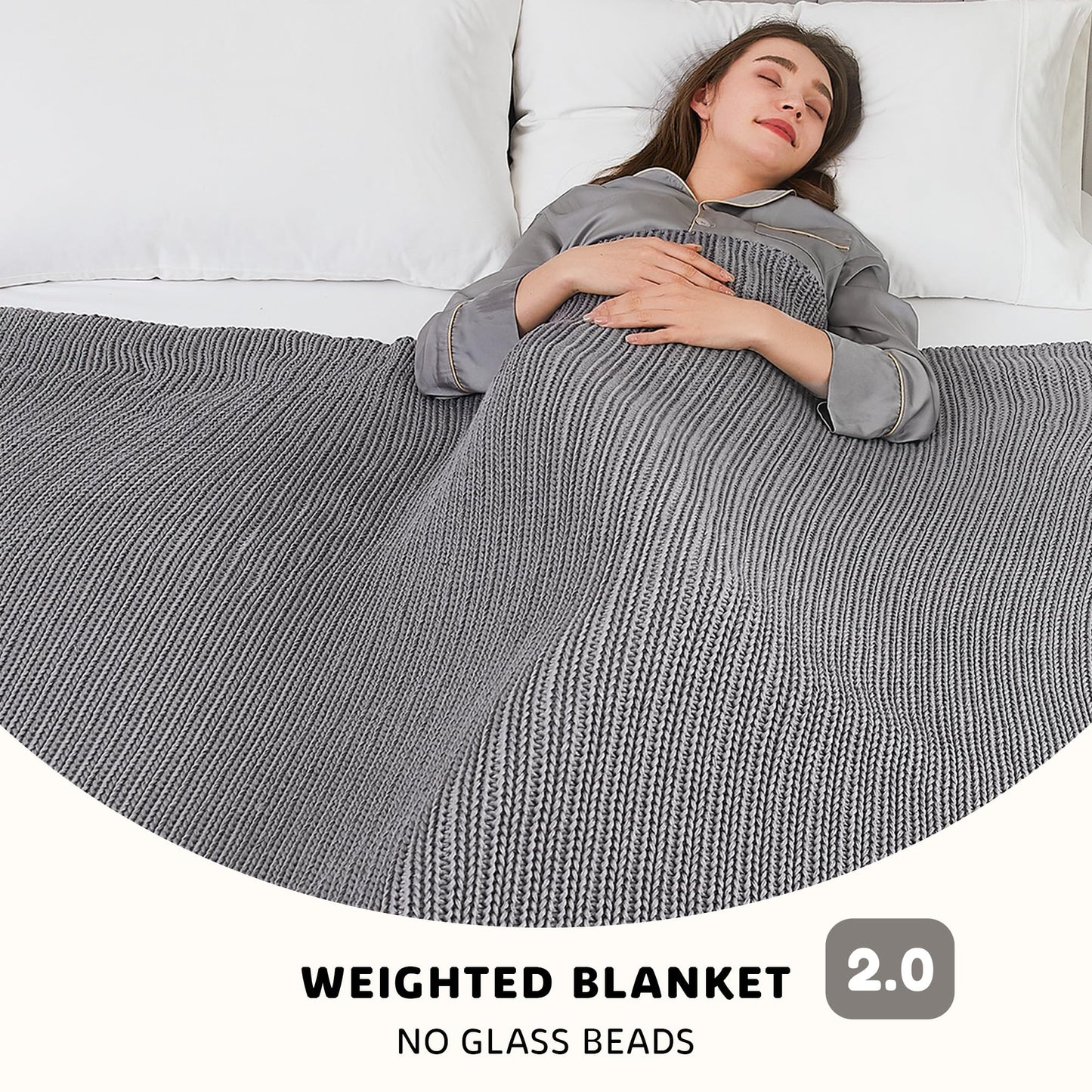 L'AGRATY Knitted Weighted Blanket - 48"x72" 12lbs Cooling Chunky Knit Heavy Blanket for Adults Braided Crochet Throw Thick Cable Yarn Knit Decorative No Beads Evenly Weighted Machine Washable | No Beads Evenly Weighted Machine Washable Chunky Braided Croc