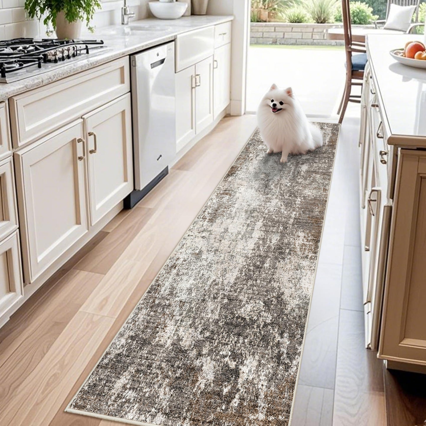 2x3 Washable Entryway Rug – Non-Slip Modern Abstract Neutral Small Throw Area Rug for Kitchen, Bedroom – Soft Low Pile Thin Indoor Door Mat（Black Grey,2x3） BST326H
