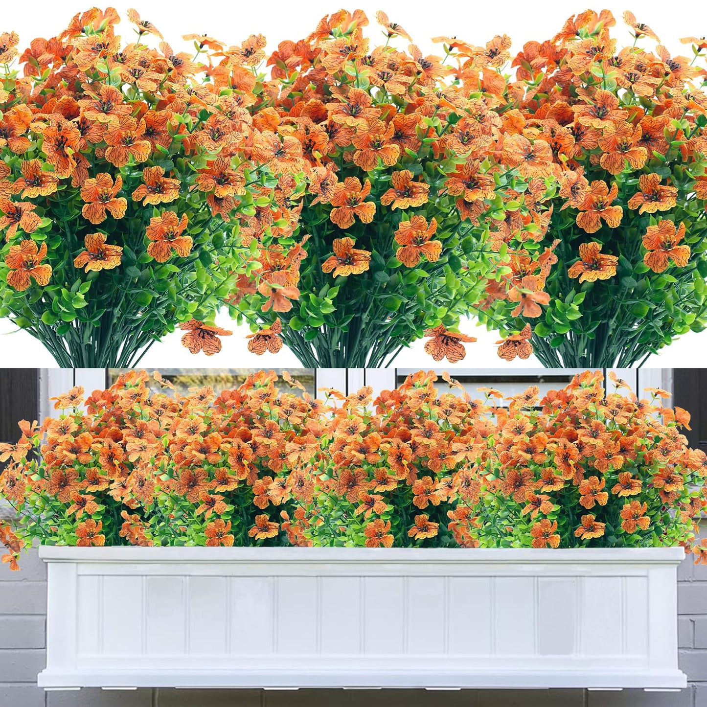 8 Bundles Outdoor Artificial Flowers,UV Resistant Fake Flowers Outdoor Plastic Plants Faux Silk Flower for Outside Indoor Decoration(Blue) BST202