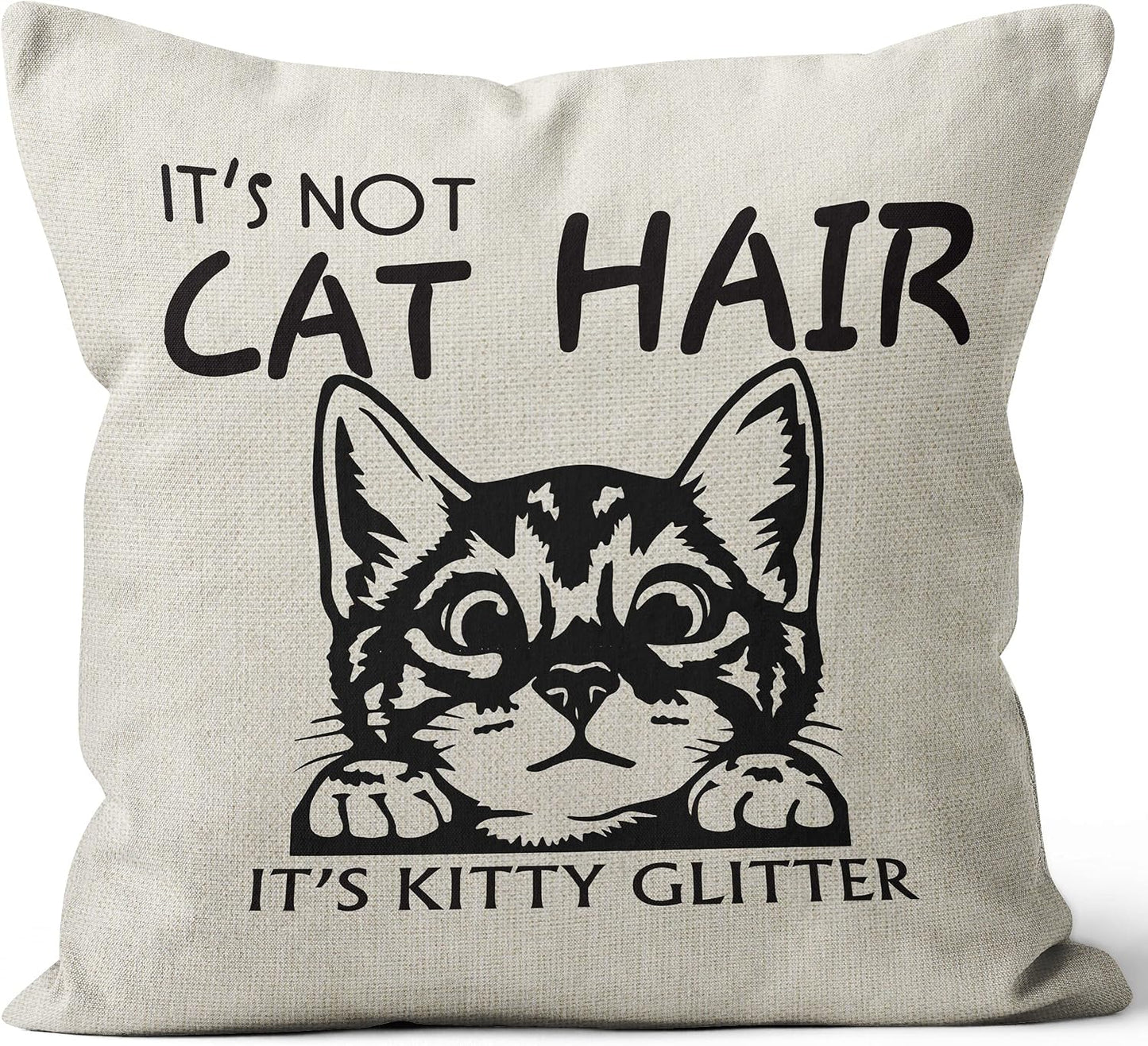 Cute Cat Pillow Covers - Maine Coon Pillow Covers 18x18, Cat Lover Gifts for Women, Funny Cat Gifts, Kitty Pillow Covers, It's Not Cat Hair It's Kitty Clitter WN420