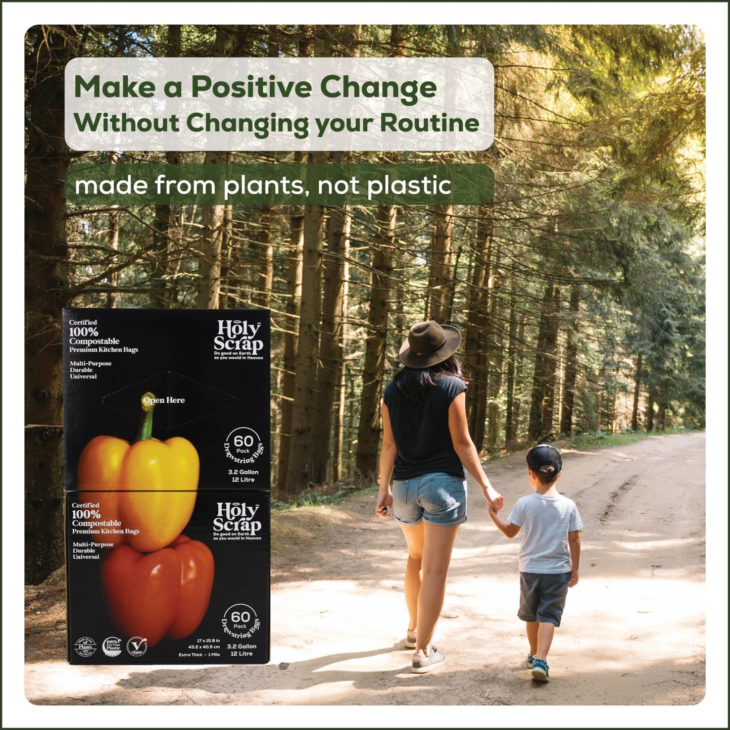 Small Compostable Trash Bags - 2.6 Gallon, 100 Pack, 100% Plastic-Free Decomposing Kitchen Food Waste Trash Can Bags & Liners, Thick Countertop Garbage, Bathroom & Bio Bin Bags