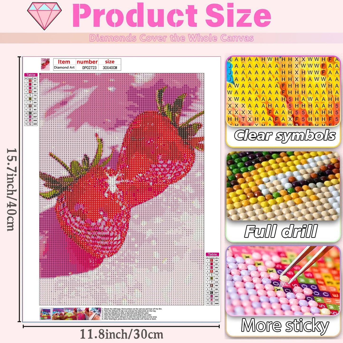 AIBOERL Cherry Diamond Art Kits for Adults,Cherry 5D Diamond Painting Kits for Adults Beginners,DIY Full Round Drill Diamond Dot Painting Gem Art Kits for Adult, Home Wall Decor 12x16Inch BST220