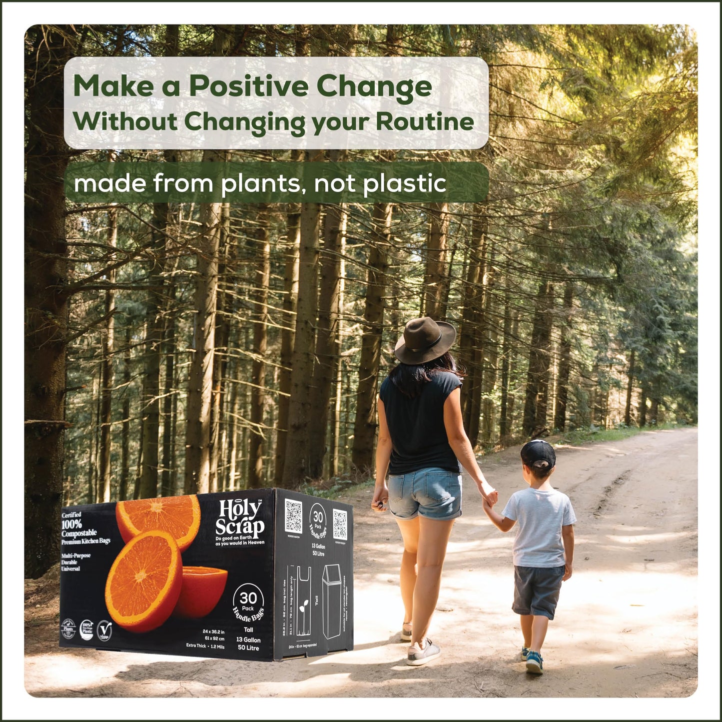 Small Compostable Trash Bags - 2.6 Gallon, 100 Pack, 100% Plastic-Free Decomposing Kitchen Food Waste Trash Can Bags & Liners, Thick Countertop Garbage, Bathroom & Bio Bin Bags