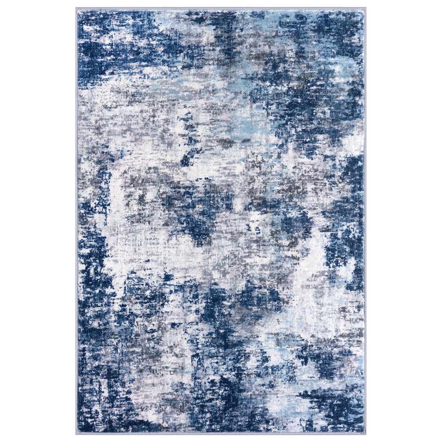 Lansny Modern Abstract Runner - 2x5, Beige Grey Washable Kitchen Entryway Rug Mat Non-Slip Soft Neutral Hallway Rug Thin Print Faux Wool Carpet for Bedroom Laundry Room Indoor BST220
