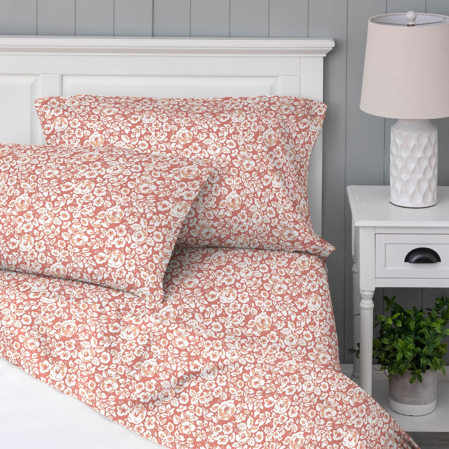 Welhome Twin Size Bed Sheet Set, 100% Cotton Percale Deep Pocket Super Soft Bedding Set, Cooling, Breathable & Extra Soft, Ethereal Paisley BST220