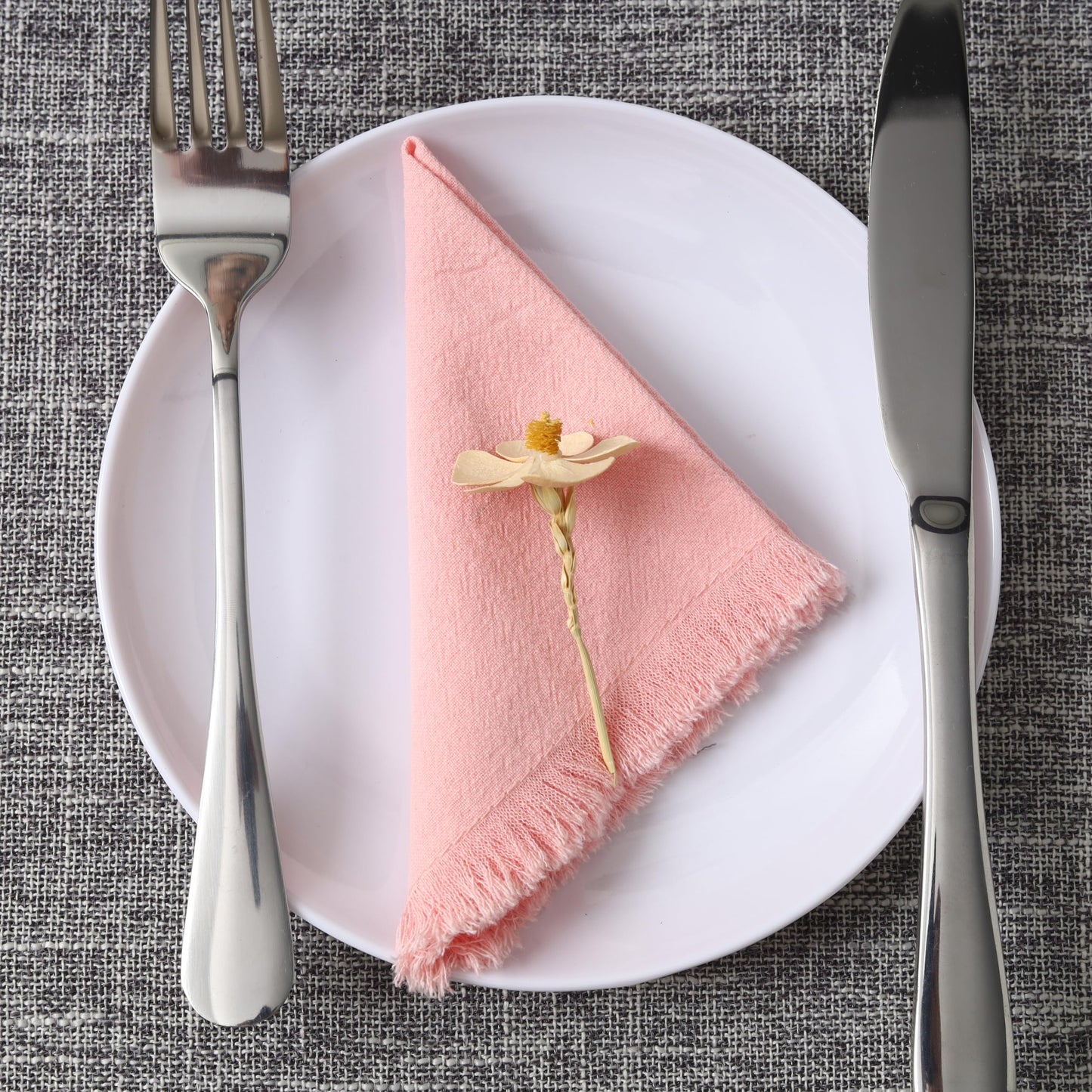 Eco Hanky 10x10in Reusable Small Cotton Napkins (Rustic Fringe), LPK,6pk | Ideal for Kids Napkins for Lunch, Suitable for Dinners, Weddings, Birthday, Cocktail Parties BST220