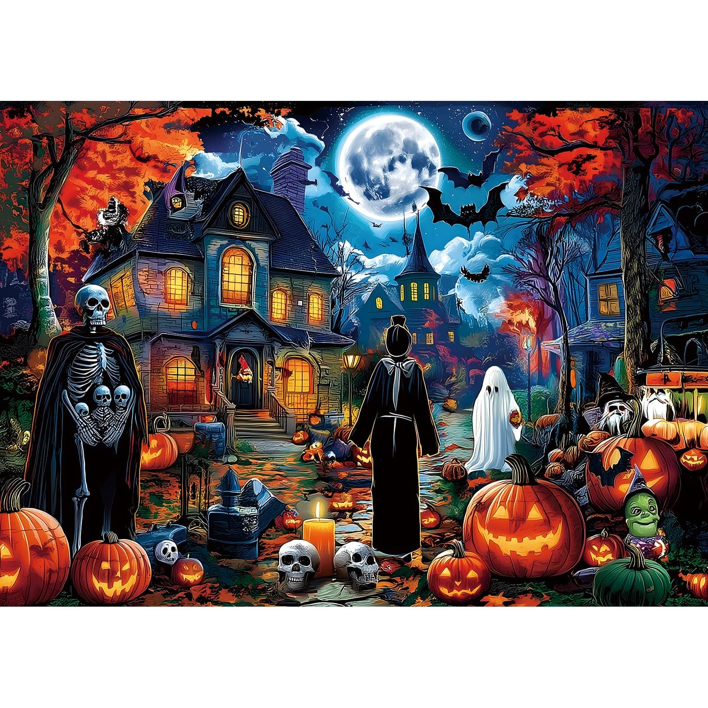 Halloween Puzzle 1000 Pieces for Adults Spooky Scarecrow Farm | Jigsaw Puzzles 1000 Pieces Autumn Horror Spooky with Pumpkin & Ghost Truck for Party Game Night, Dust-Free, 27.5"x19.7" WN420