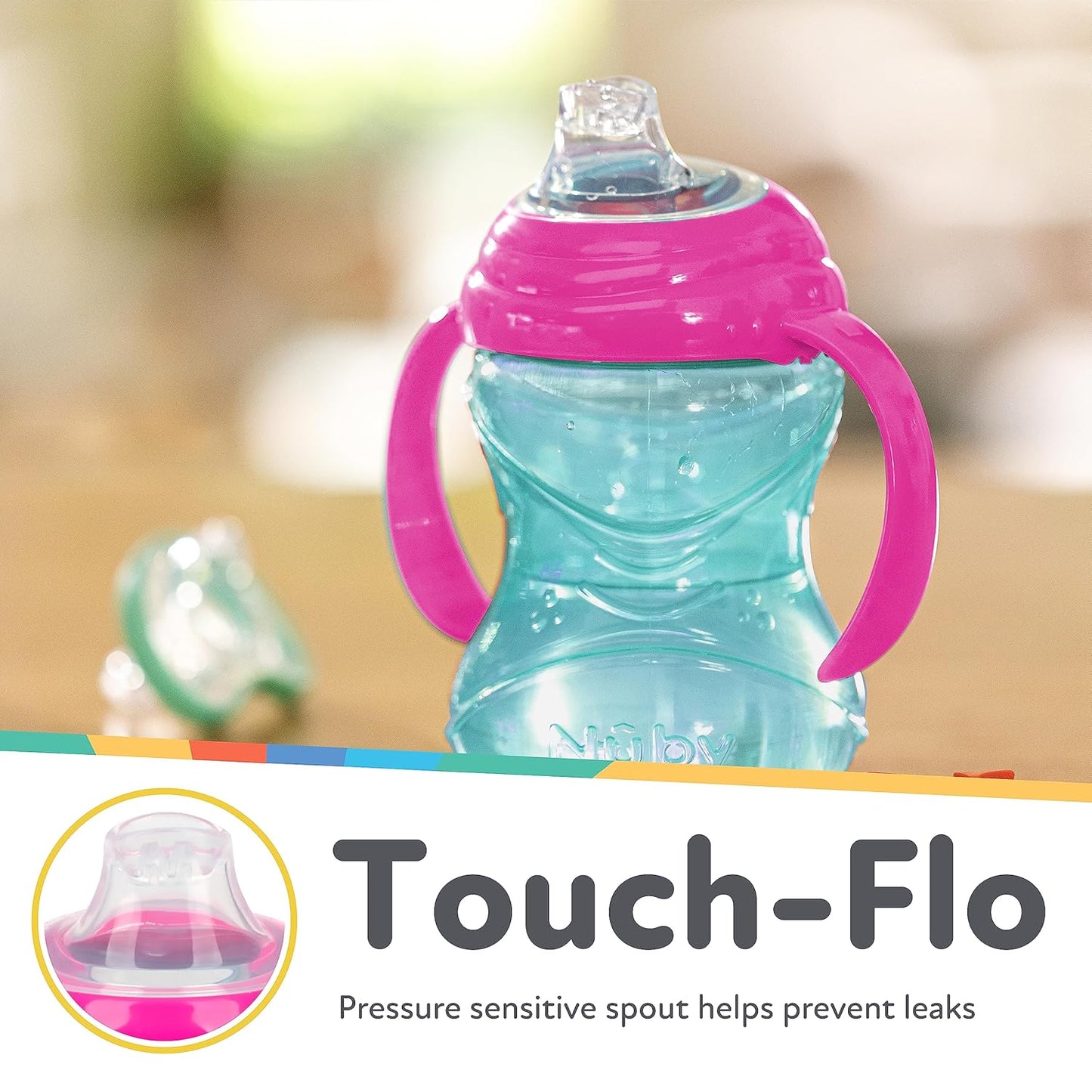 Nuby Clik-It Grip N' Sip Soft Spout No-Spill Training Sippy Cup 99