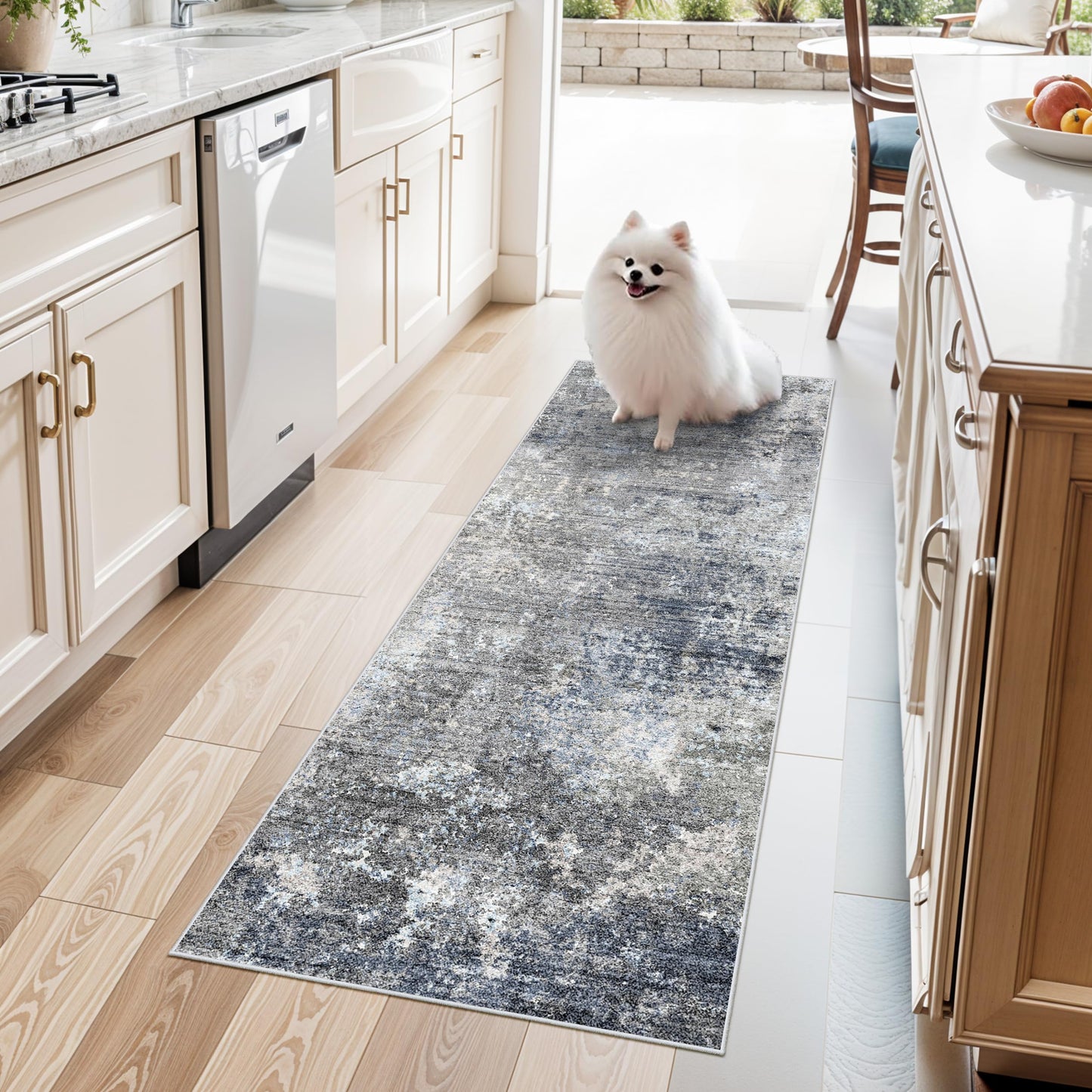 2x3 Washable Entryway Rug – Non-Slip Modern Abstract Neutral Small Throw Area Rug for Kitchen, Bedroom – Soft Low Pile Thin Indoor Door Mat（Black Grey,2x3） BST326H