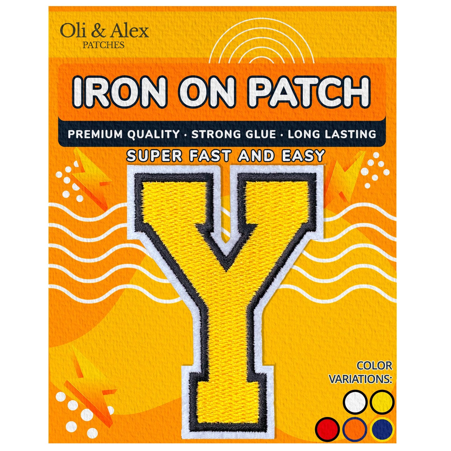 Iron on Letters Patches - Letter Patch for Clothing - Embroidered Patches for Clothes - Embroidery Appliques Team School University - Sew on Appliques 3.26 inch – Yellow, O BST220