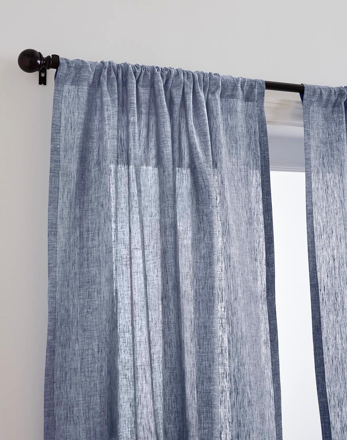 Solino Home Charcoal Grey Linen Curtain 96 Inch, Light Filtering Rod Pocket Curtain 52 x 96 Inch, 100% Pure Linen European Flax Window Treatment for Living Room, Bedroom - 1 PanelBST326SOLH