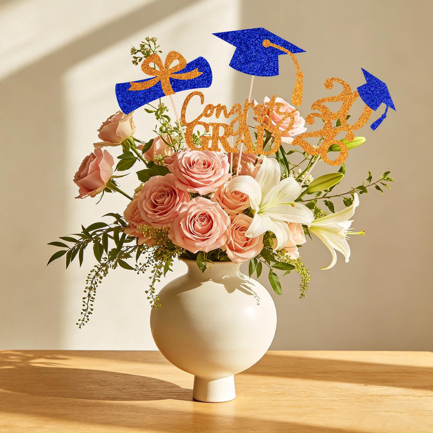 Graduation Centerpieces Class of 2026, 16 PCS Red Blue Double-Sided Table Toppers, Congrats Grad Party Decorations Supplies (Set of 4 Designs) WN420