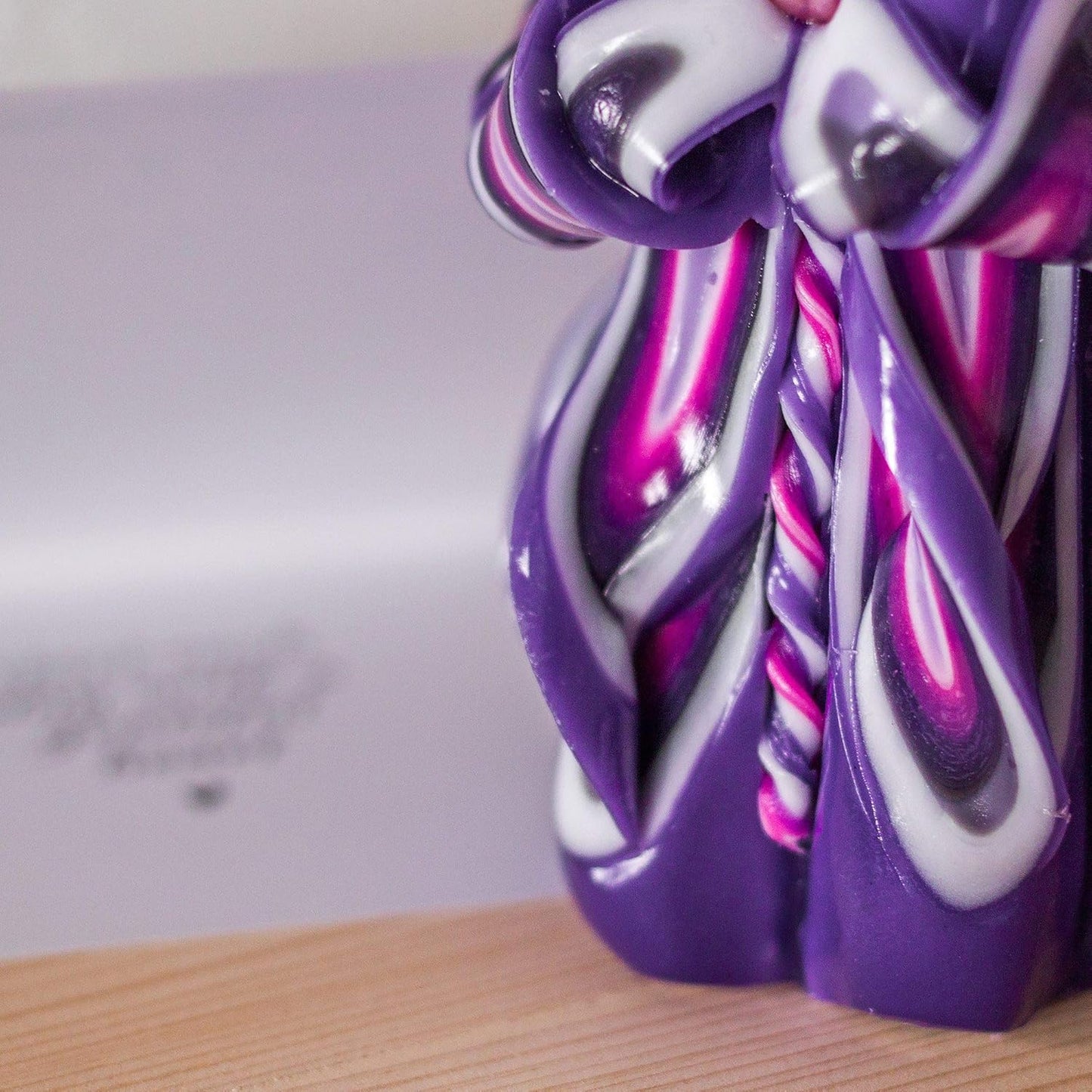 Completely Handcrafted Carved Candles by Size 6 inch - Made by 16th Century Techtology - Purple & Pink & White Hand Decorative Gift