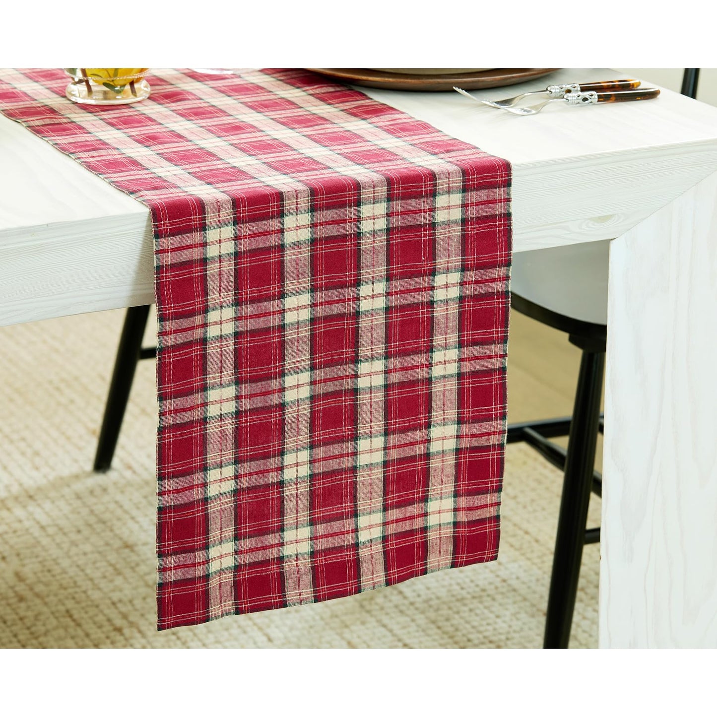Solino Home 100% Linen Table Runner Multicolor, Rustic Plaid 14 x 72 in | Table Runners for 4-6 seater dining tables, hallway tables and cabinets | Rustic Multicolor | Pure Linen | OEKO-TEX Certified BST326SOLH