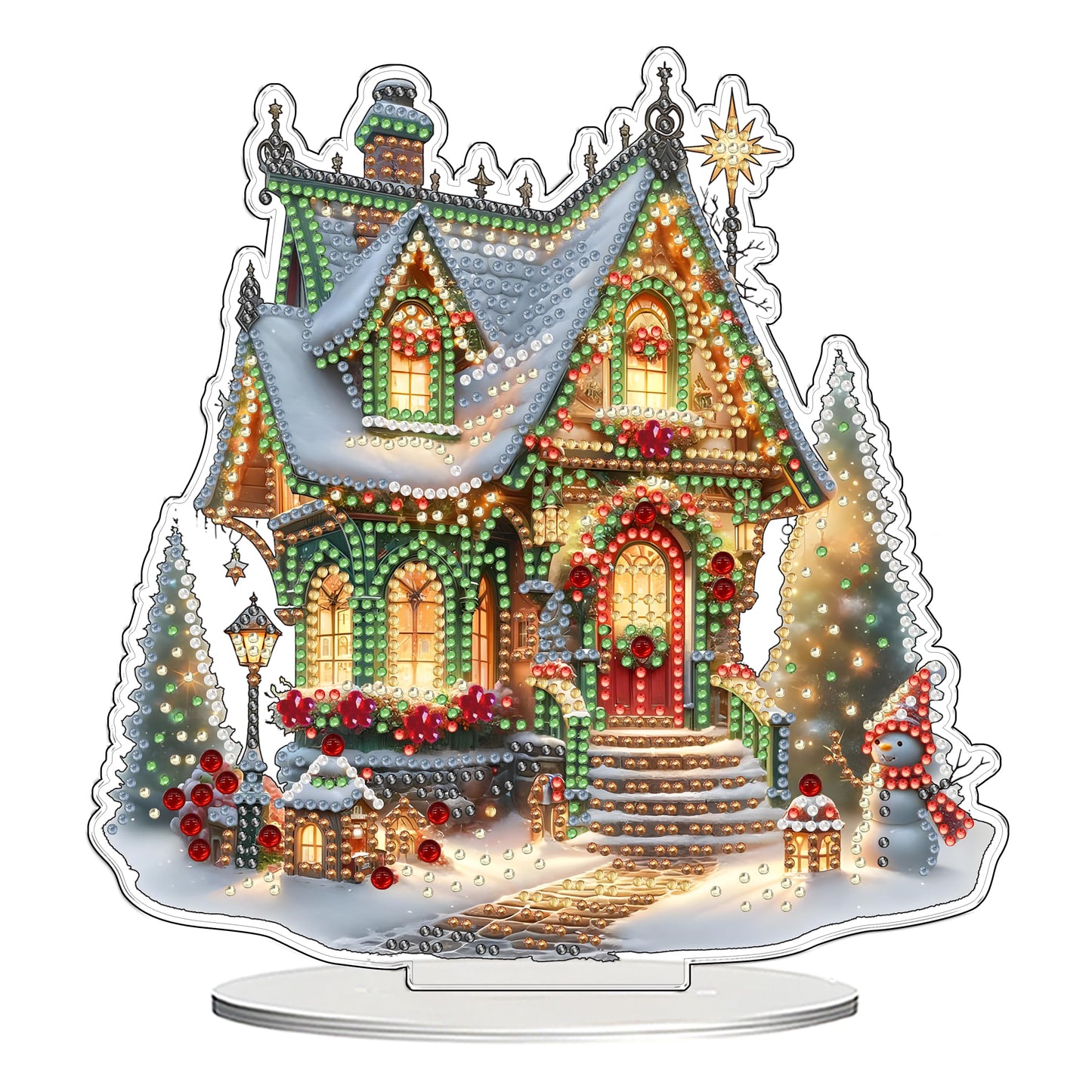 JJFox DIY 5D Tabletop Diamond Art Painting Kit， Desktop Ornament Special Shaped Rhinestone Desk Placement Ornament，Home Office Stand Up Gem Painting Craft Kit，Gift (Father Christmas-2) BST202