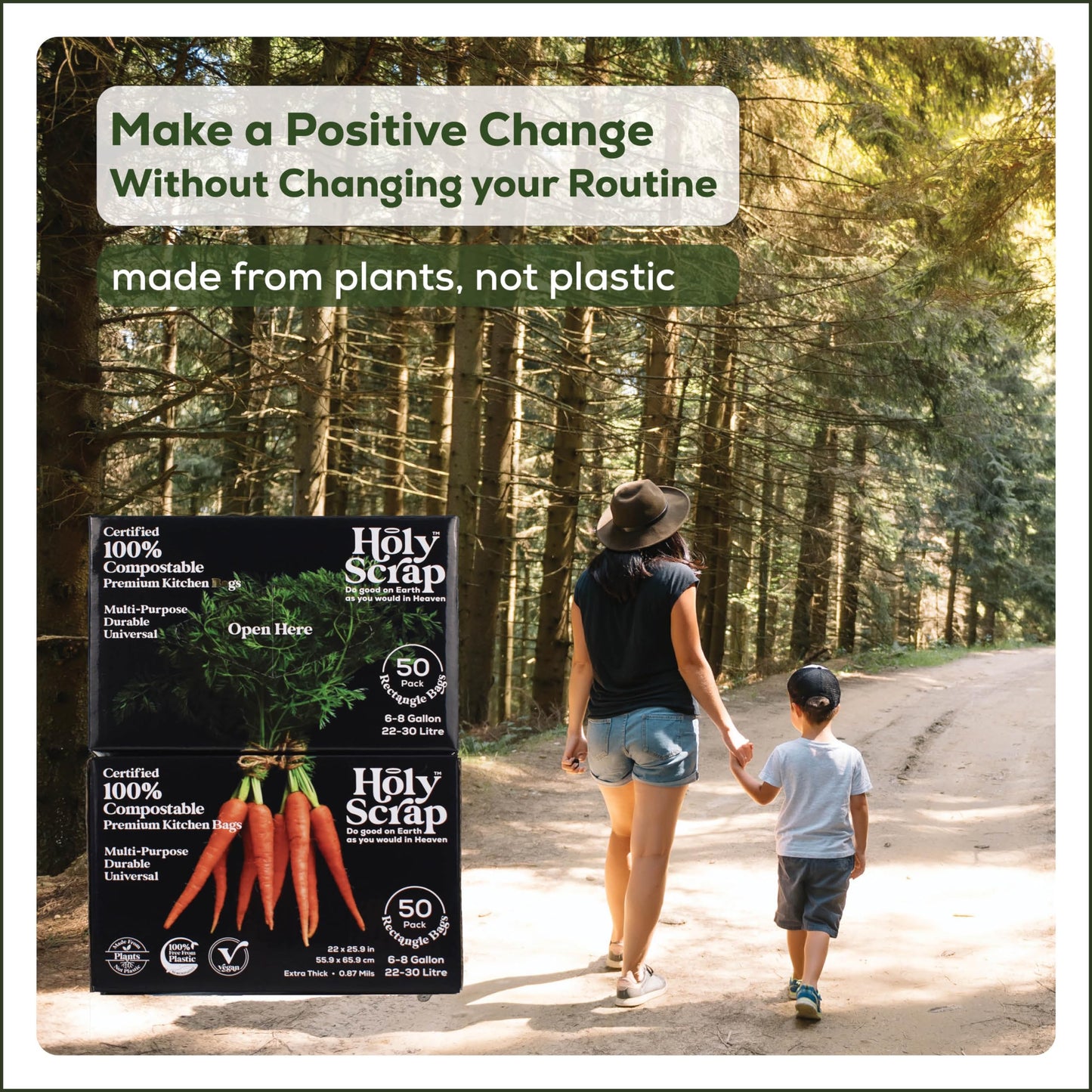 Small Compostable Trash Bags - 2.6 Gallon, 100 Pack, 100% Plastic-Free Decomposing Kitchen Food Waste Trash Can Bags & Liners, Thick Countertop Garbage, Bathroom & Bio Bin Bags