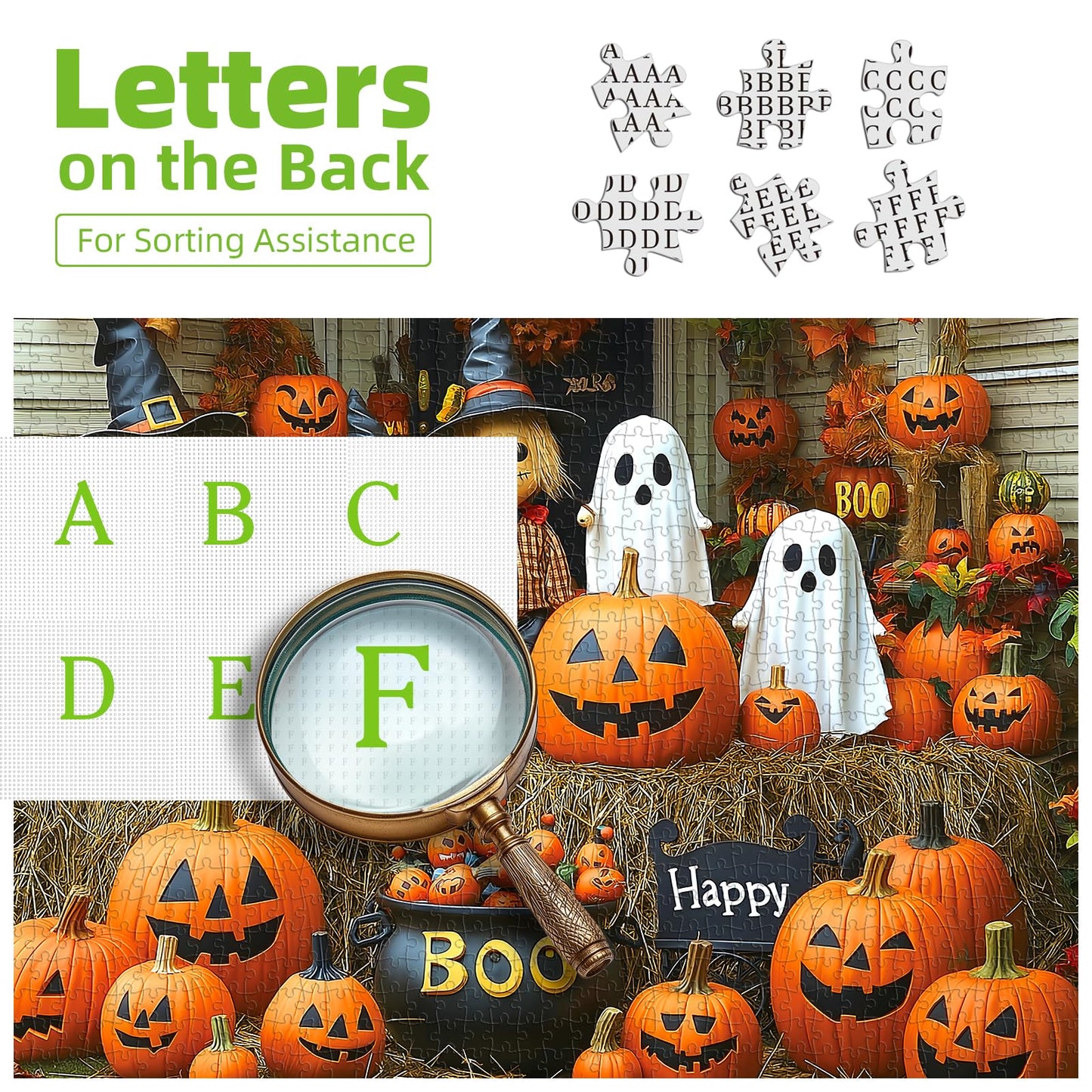 Halloween Puzzle 1000 Pieces for Adults Spooky Scarecrow Farm | Jigsaw Puzzles 1000 Pieces Autumn Horror Spooky with Pumpkin & Ghost Truck for Party Game Night, Dust-Free, 27.5"x19.7" WN420