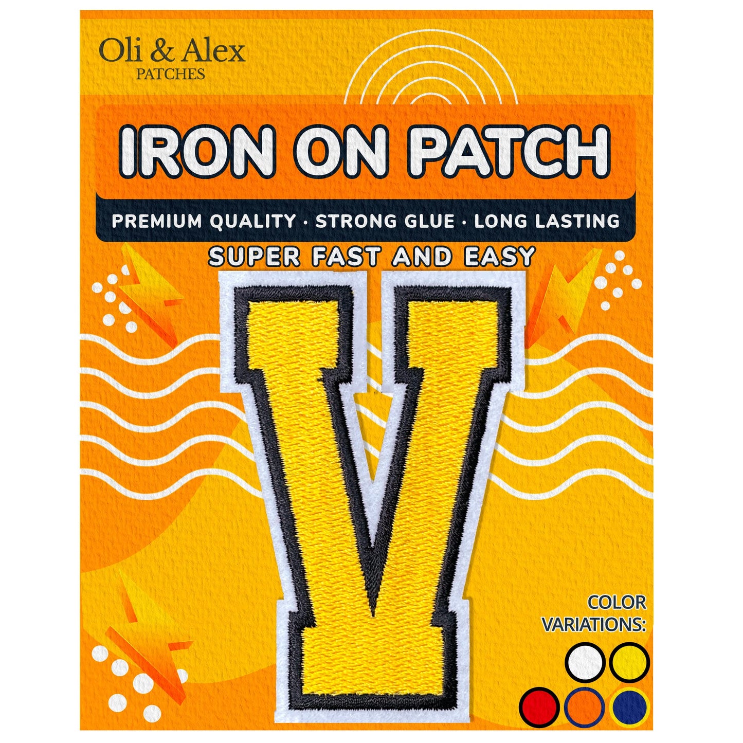 Iron on Letters Patches - Letter Patch for Clothing - Embroidered Patches for Clothes - Embroidery Appliques Team School University - Sew on Appliques 3.26 inch – Yellow, O BST220